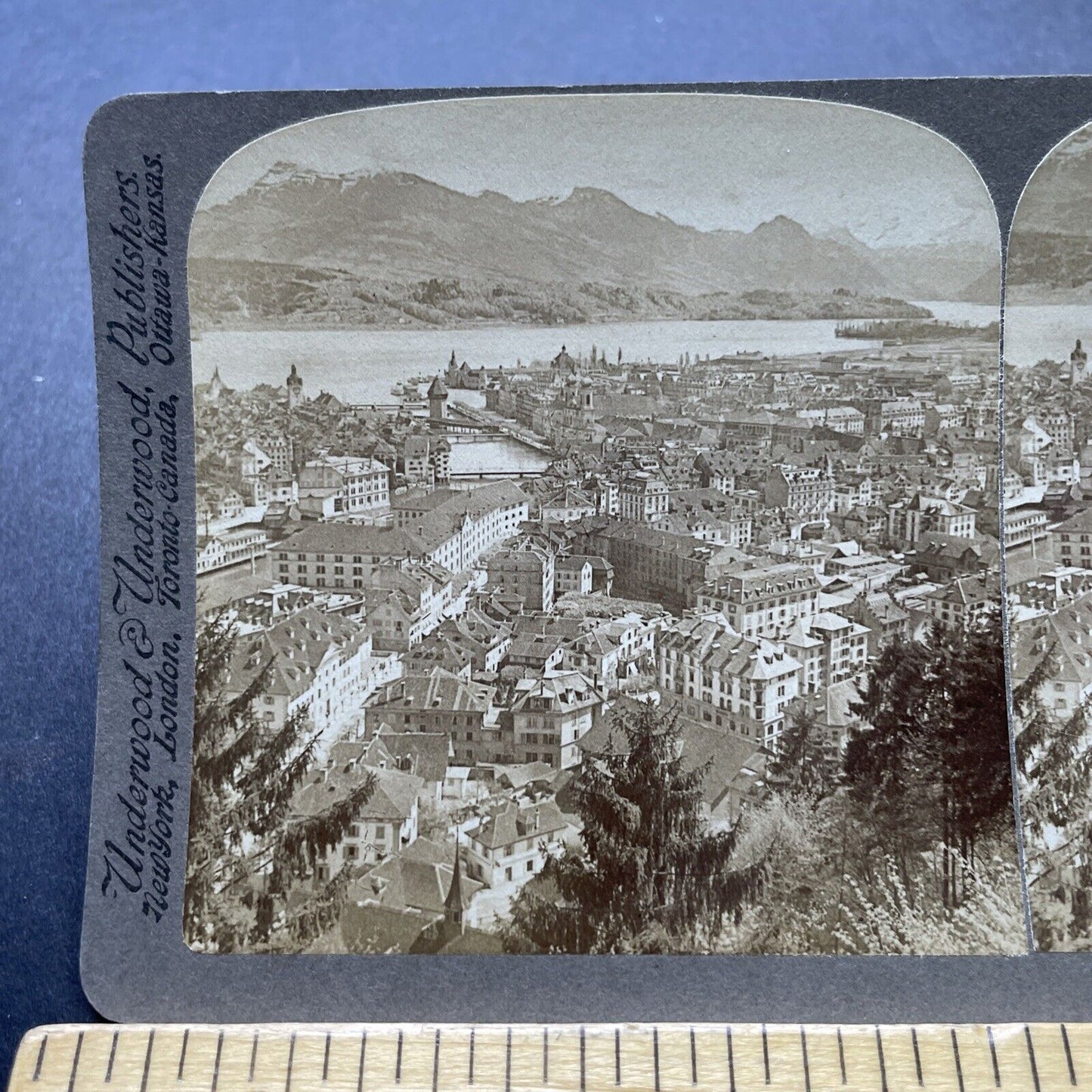 Antique 1902 Swiss City Of Lucerne Switzerland Stereoview Photo Card P2372