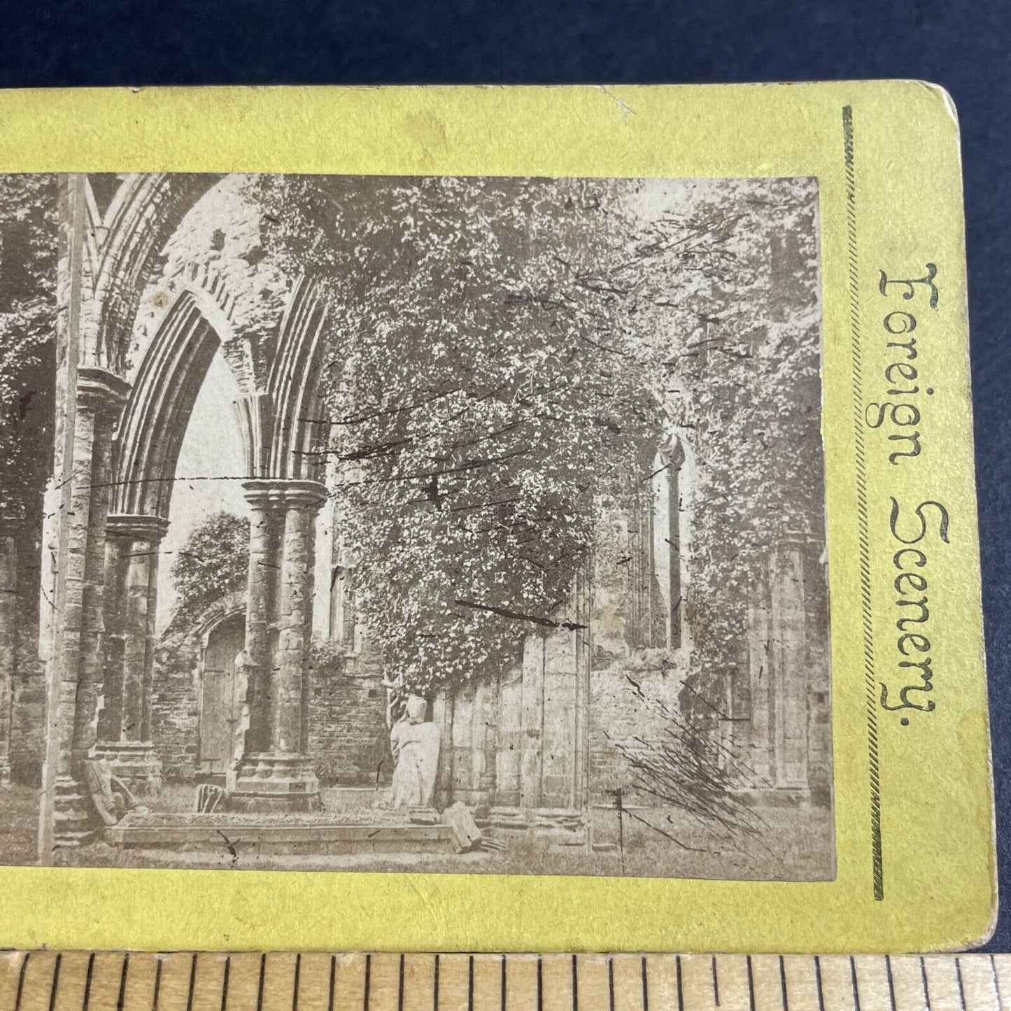 Antique 1870s Tinturn Abbey Monmouthshire England Stereoview Photo Card P4373