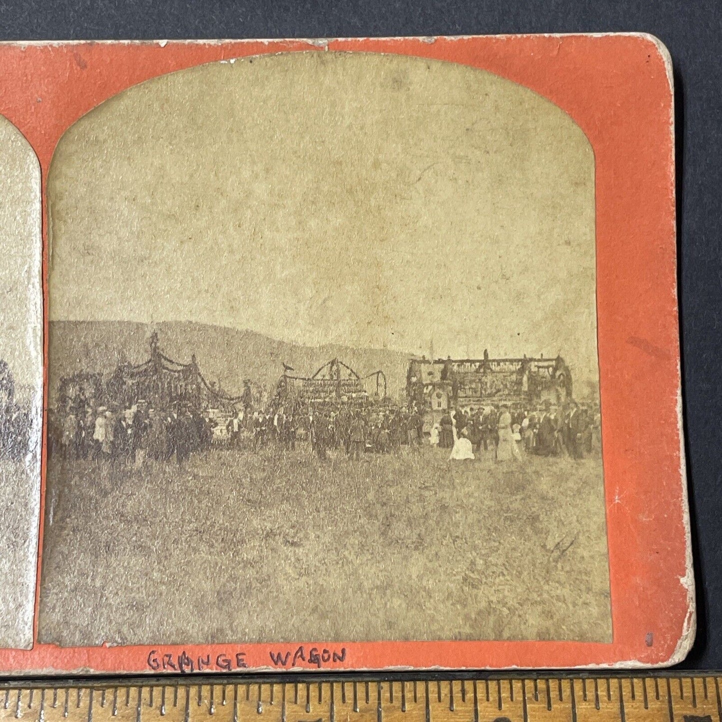 Antique 1868 Grange Order First Meeting Fredonia NY Stereoview Photo Card Q2217