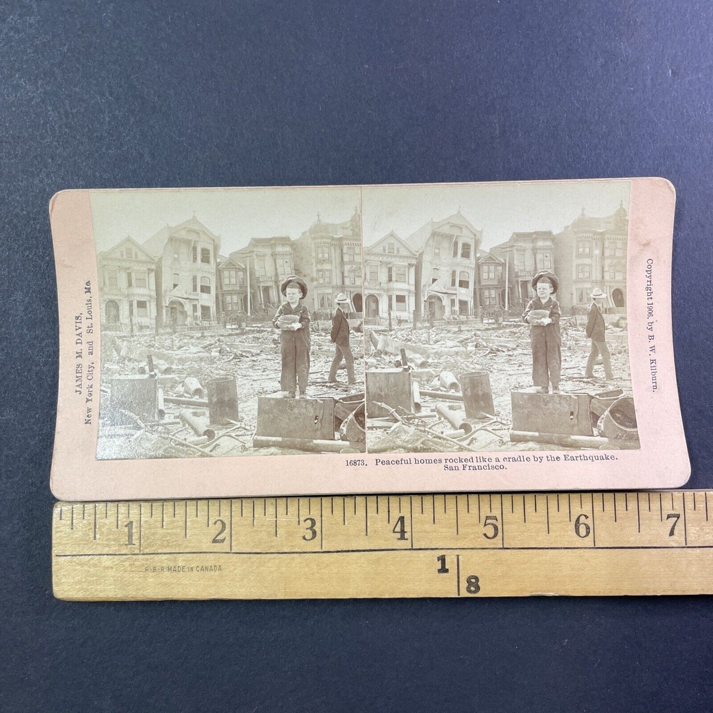 San Francisco Earthquake Houses Disaster Stereoview Photo Card Antique 1906 X802