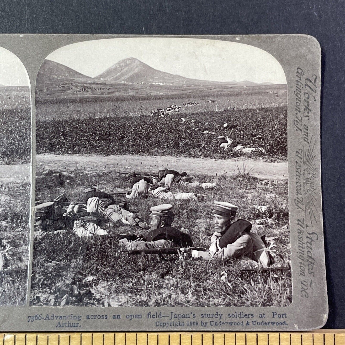 Japanese Soldiers Attack Russians Stereoview Dalian China Antique c1905 X2808