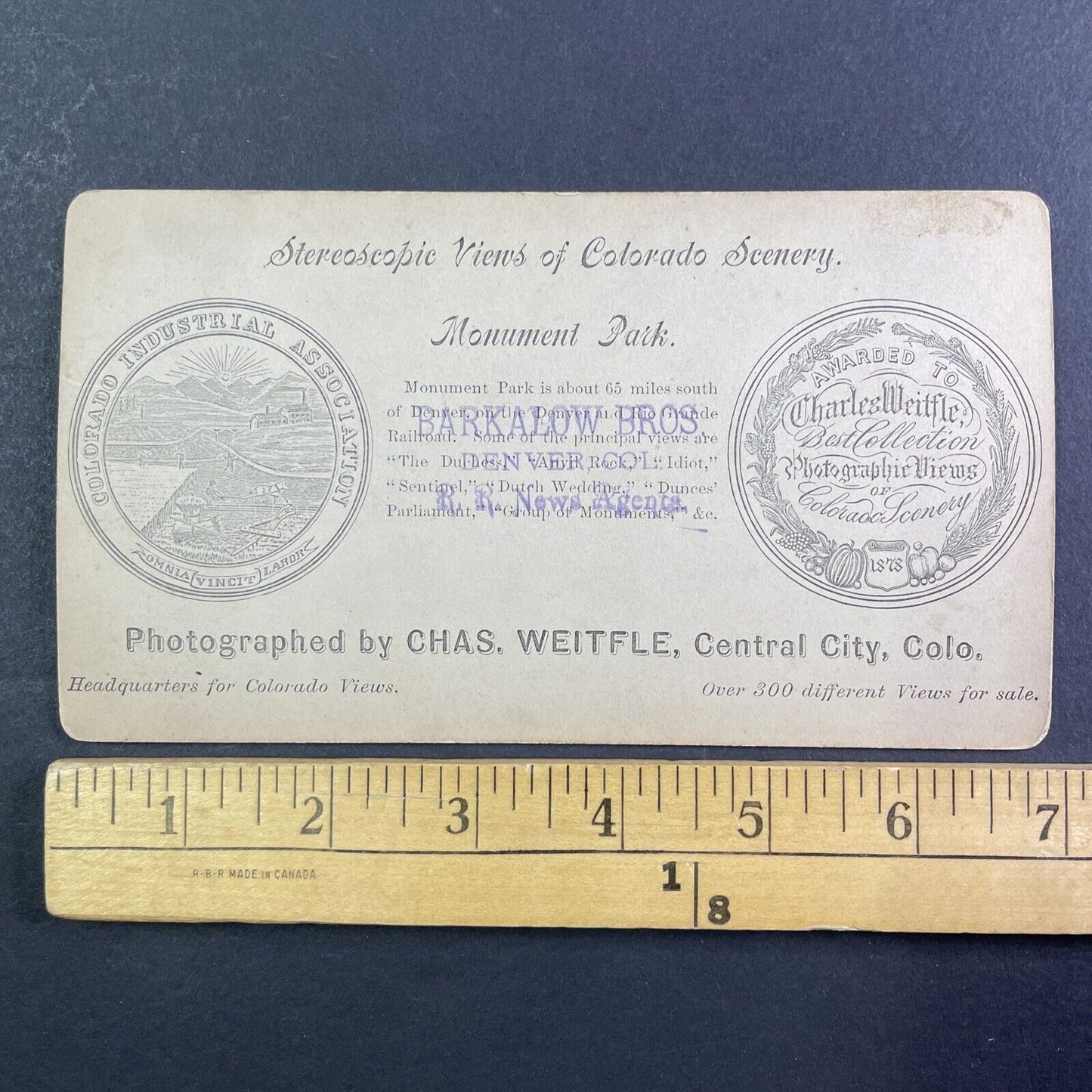 Charles Weitfle Self-Portrait Stereoview Monument Park CO Antique c1878 X3647