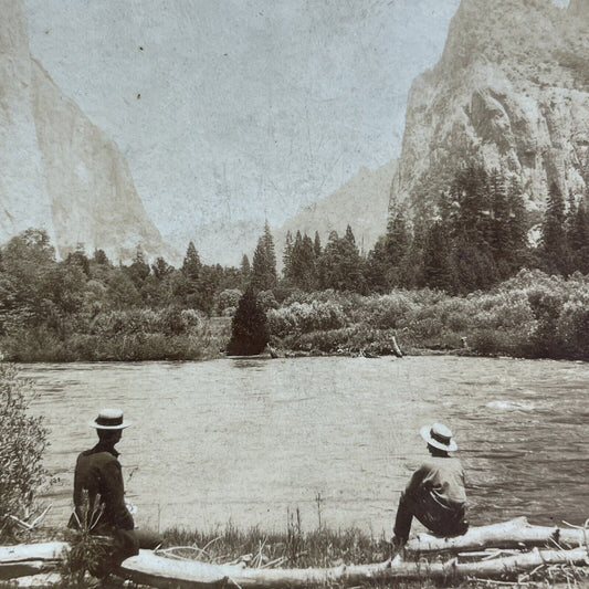 Antique 1897 Yosemite Valley California Men At Rest Stereoview Photo Card P1914