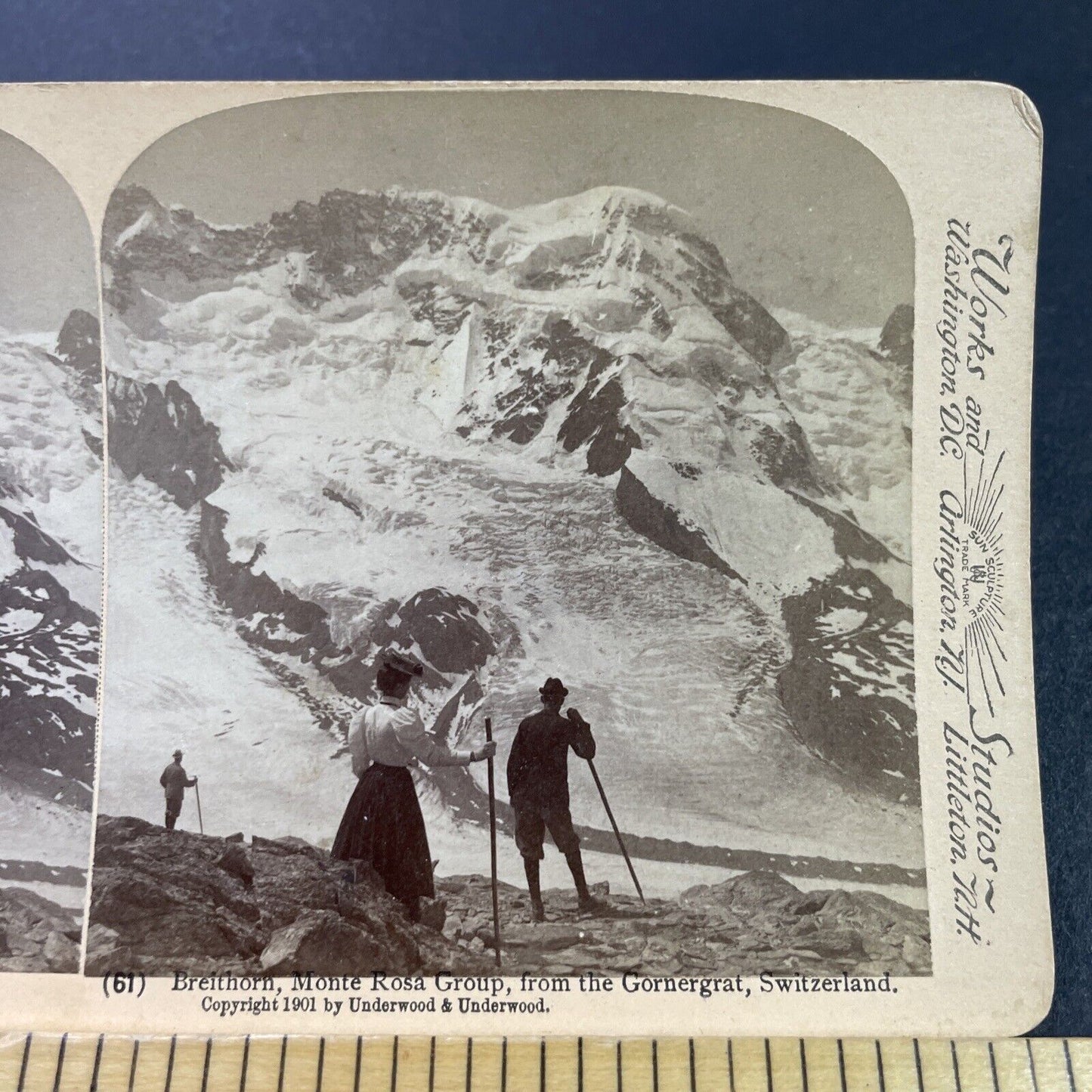 Antique 1901 Breithorn Mountain Switzerland Italy Stereoview Photo Card P3793