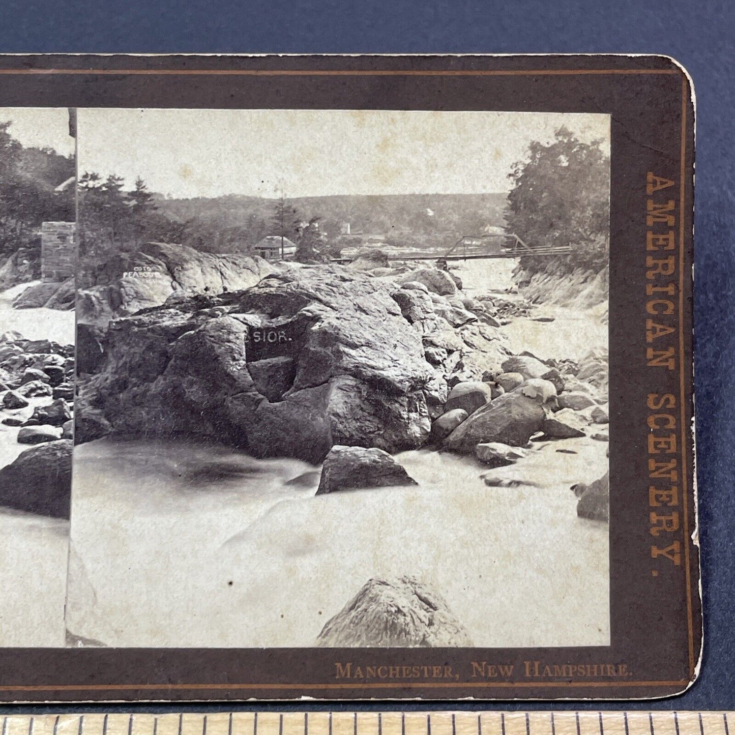 Antique 1870s Graffiti In Manchester New Hampshire Stereoview Photo Card V1935