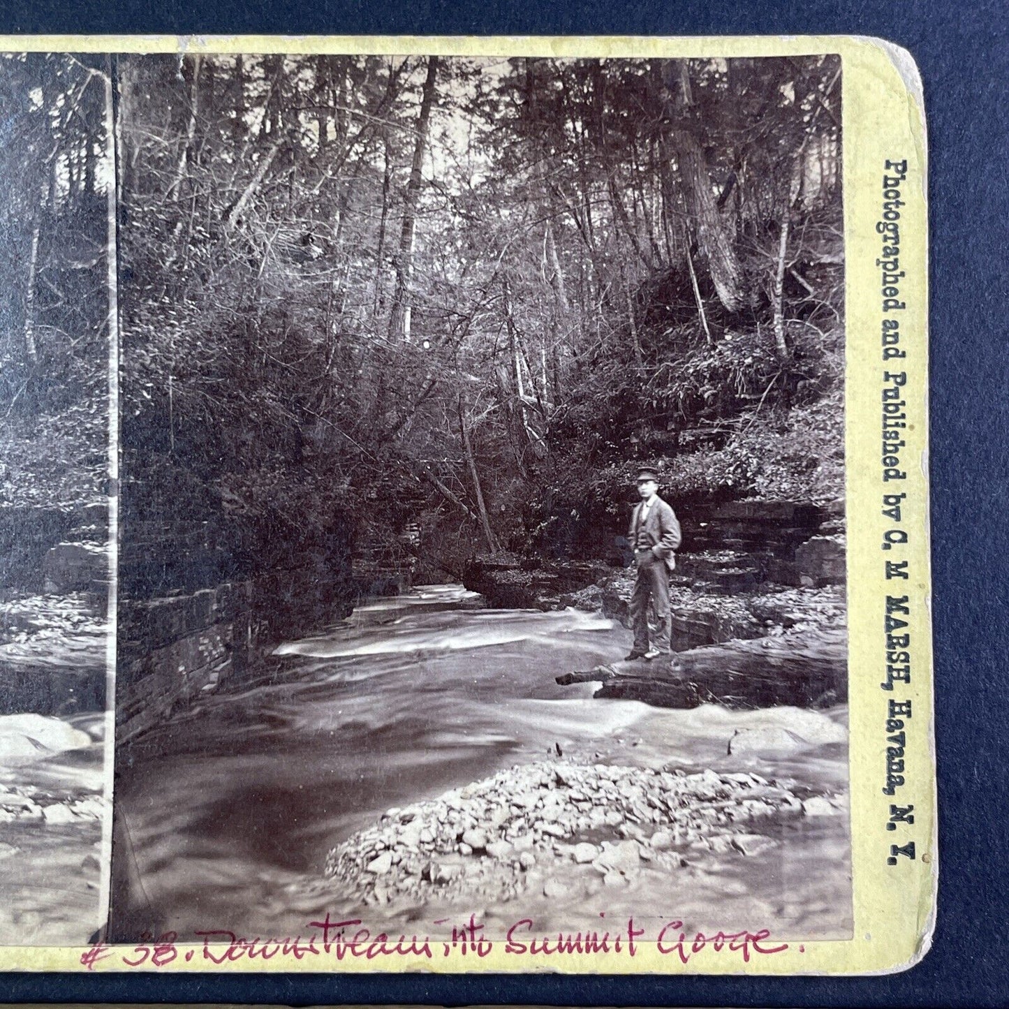 C.M. Marsh Self-Portrait Summit Gorge Stereoview New York c1870s Y2484