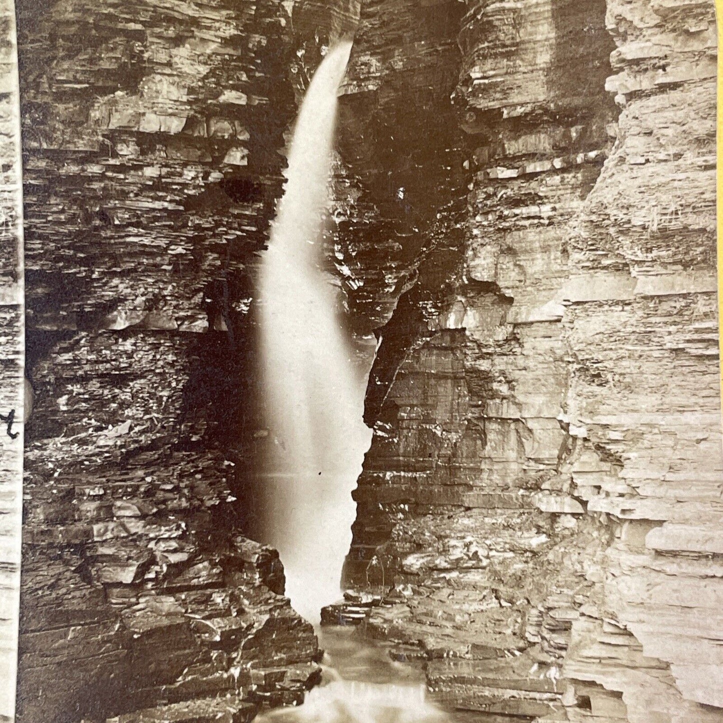 Lehigh Valley Railroad Stereoview Gorge Falls Watkins Glen Antique c1870s Y2166