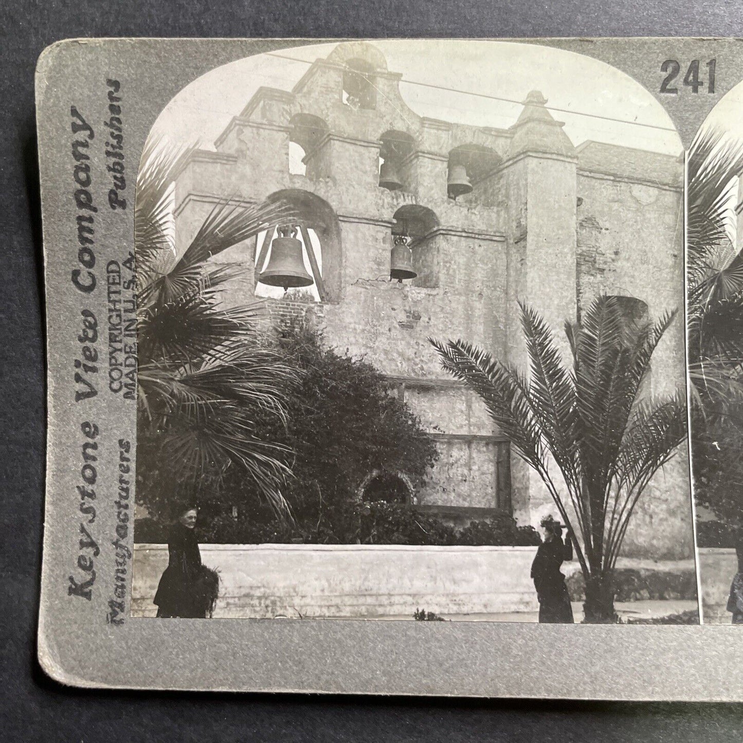 Antique 1909 Mission San Gabriel Arcangel California Stereoview Photo Card P1409