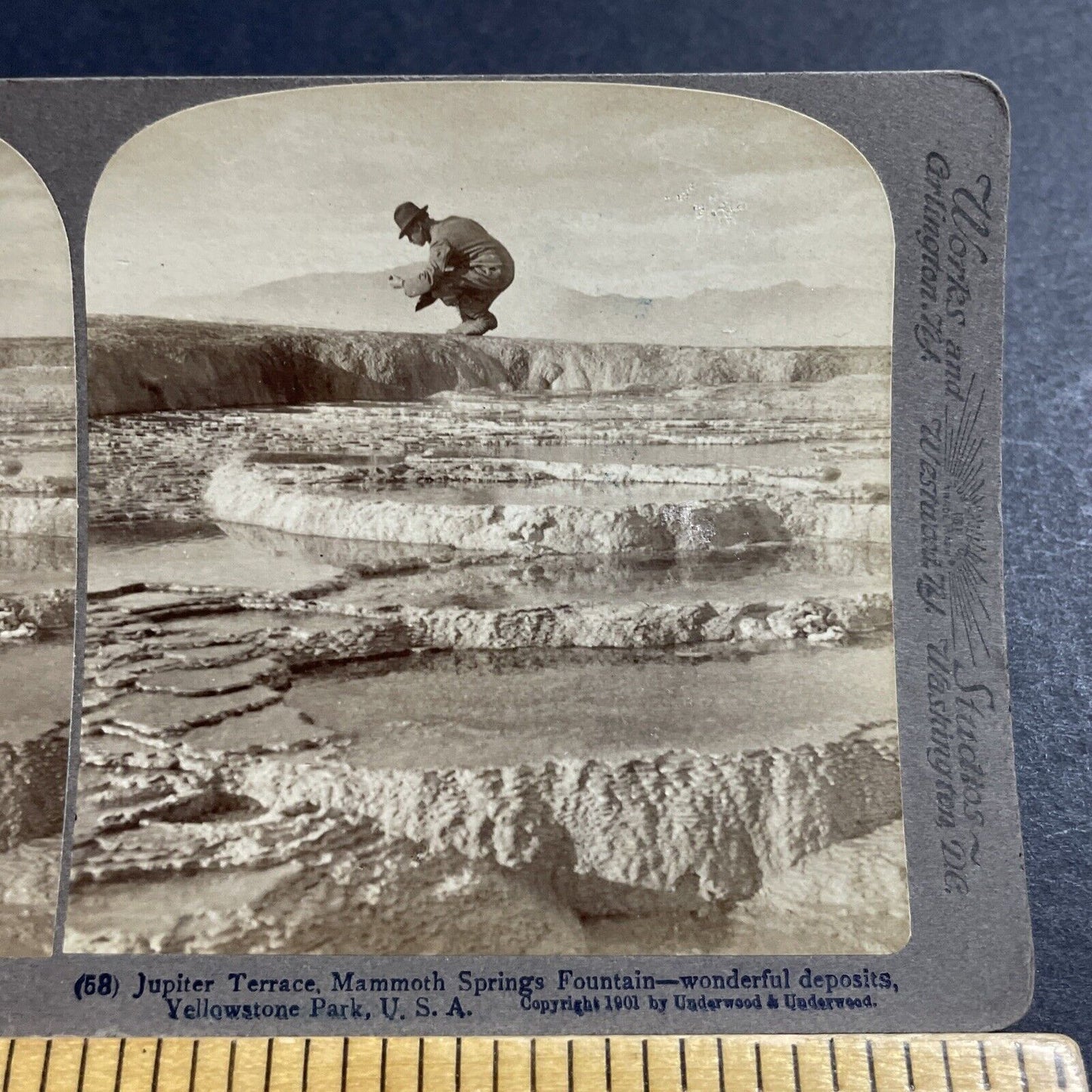 Antique 1901 Hot Springs In Yellowstone Park Stereoview Photo Card P4961