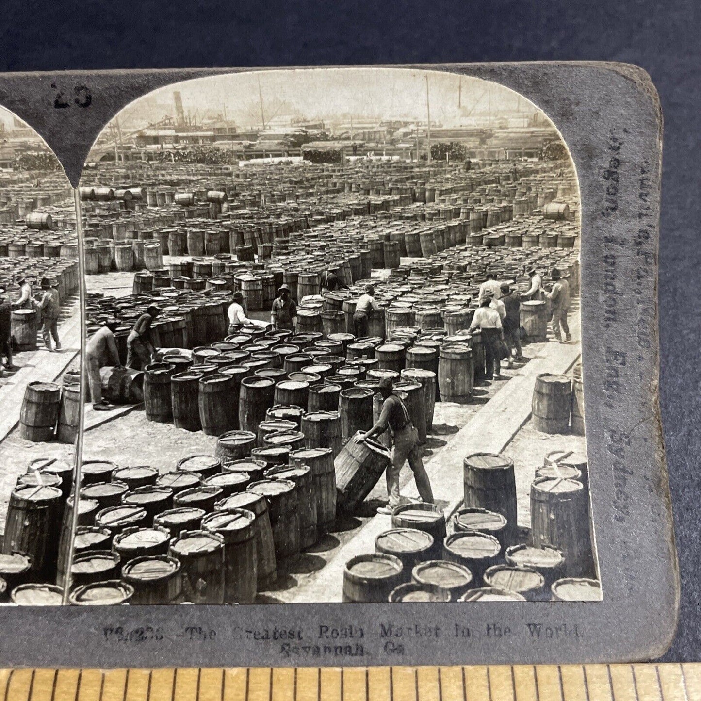 Antique 1910s Ink & Wax Barrels In Savannah Georgia Stereoview Photo Card P4275