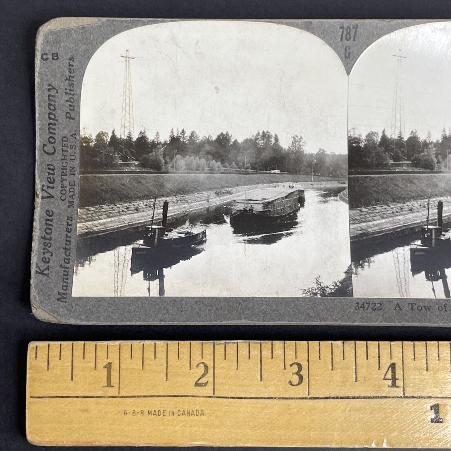 Antique 1909 Saimaa Canal Finland Lumber Ship Stereoview Photo Card P964