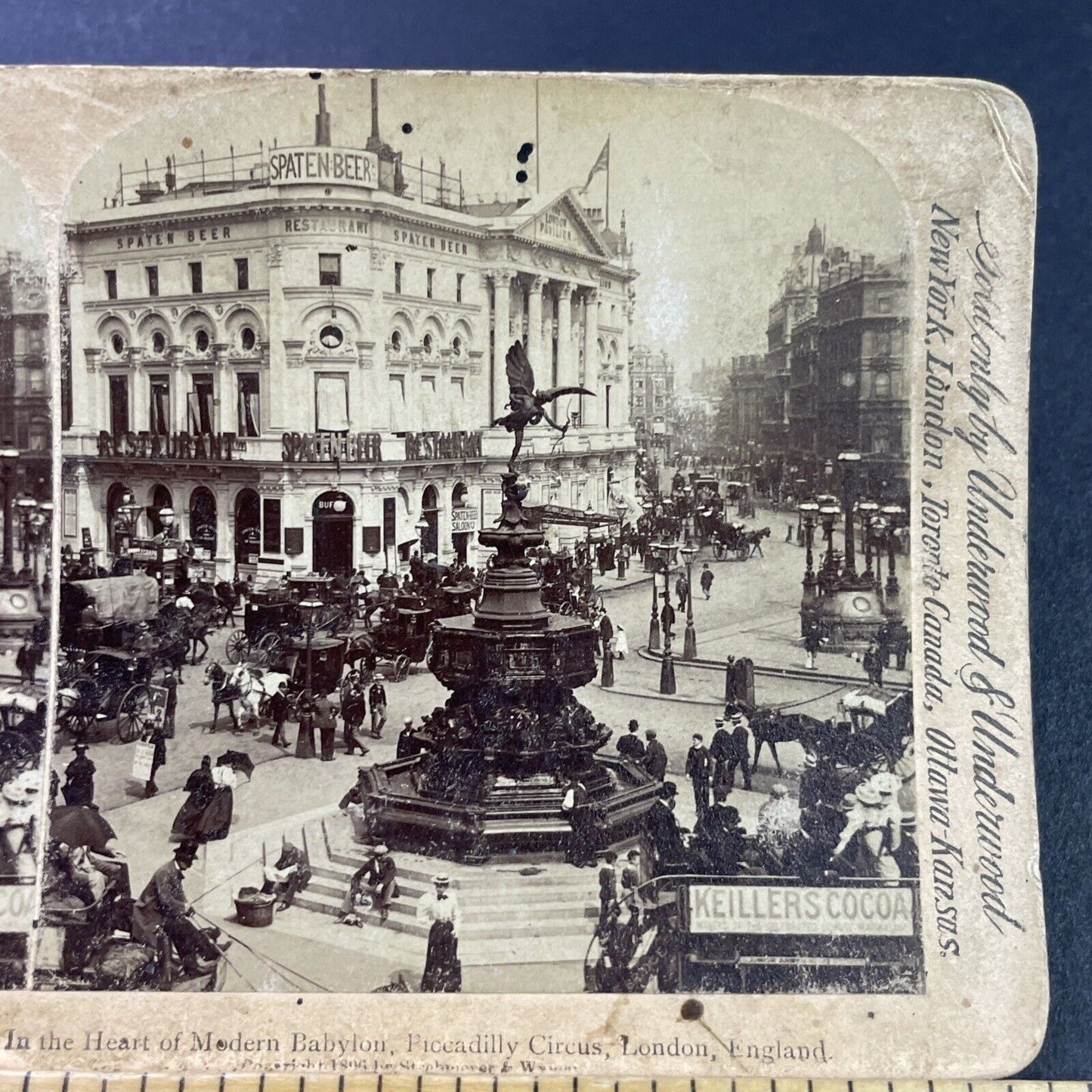 Antique 1891 Spaten Beer Restaurant London England Stereoview Photo Card P3773