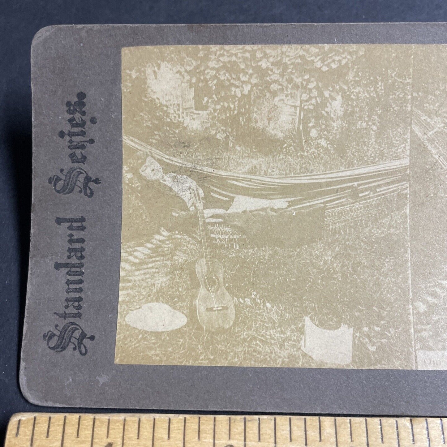 Antique 1870s Woman Sleeps In Hammock Stereoview Photo Card P4661