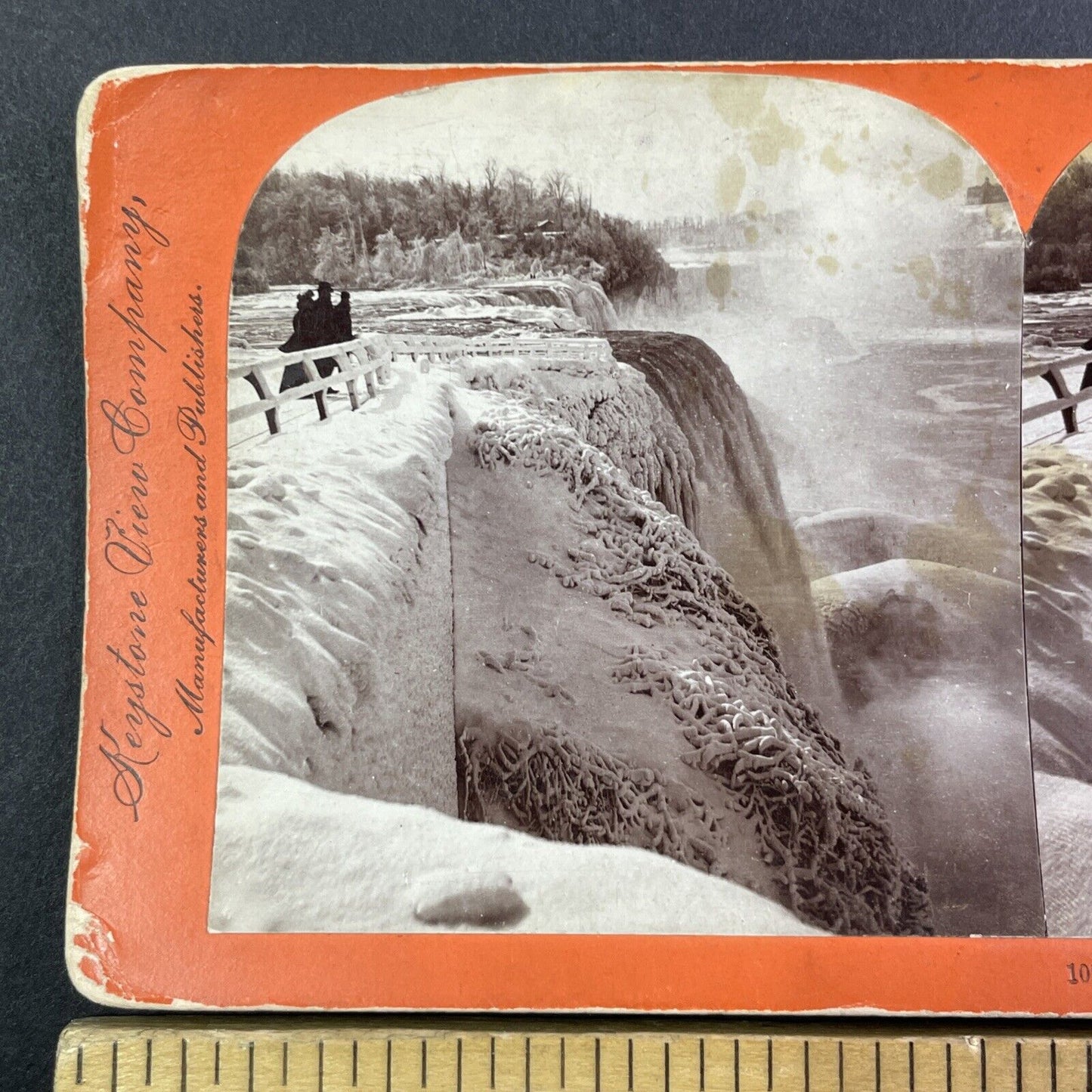 Frozen Niagara Falls New York Side Stereoview B.L. Singley Antique c1899 Y1443