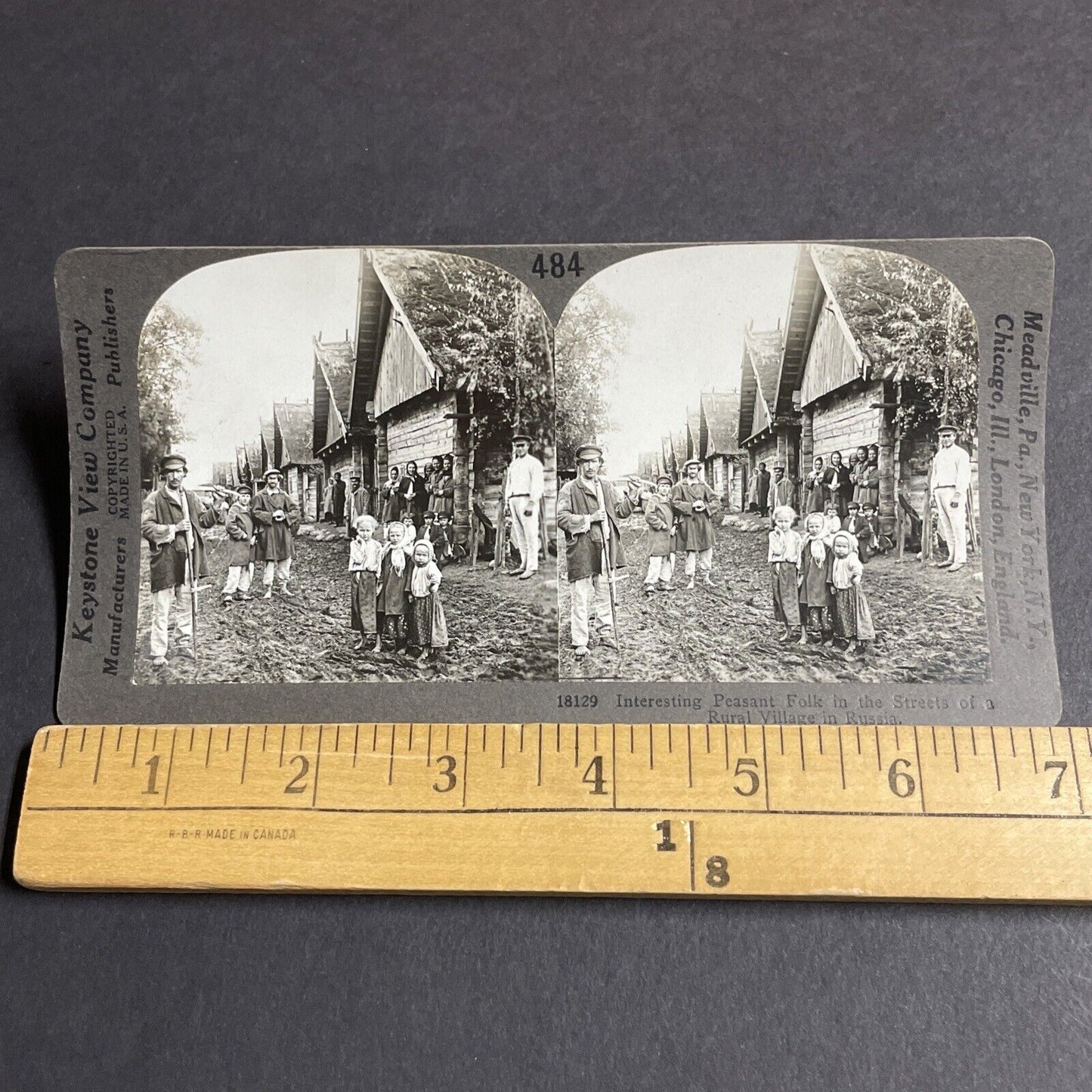 Antique 1910s Poor Farming Village In Russia Stereoview Photo Card P4247