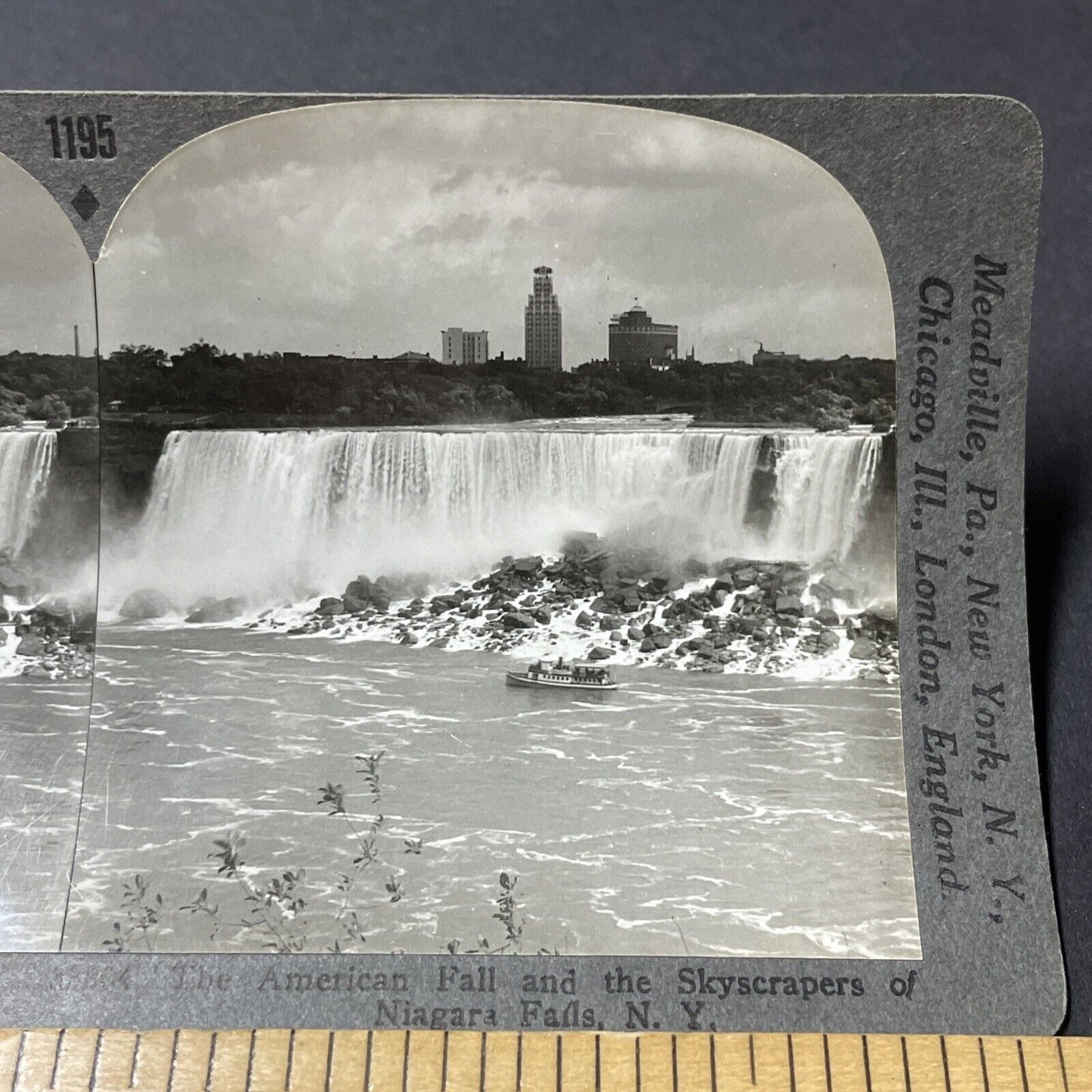 Antique 1930s Maid Of The Mist Boat Niagara Falls Stereoview Photo Card V2641