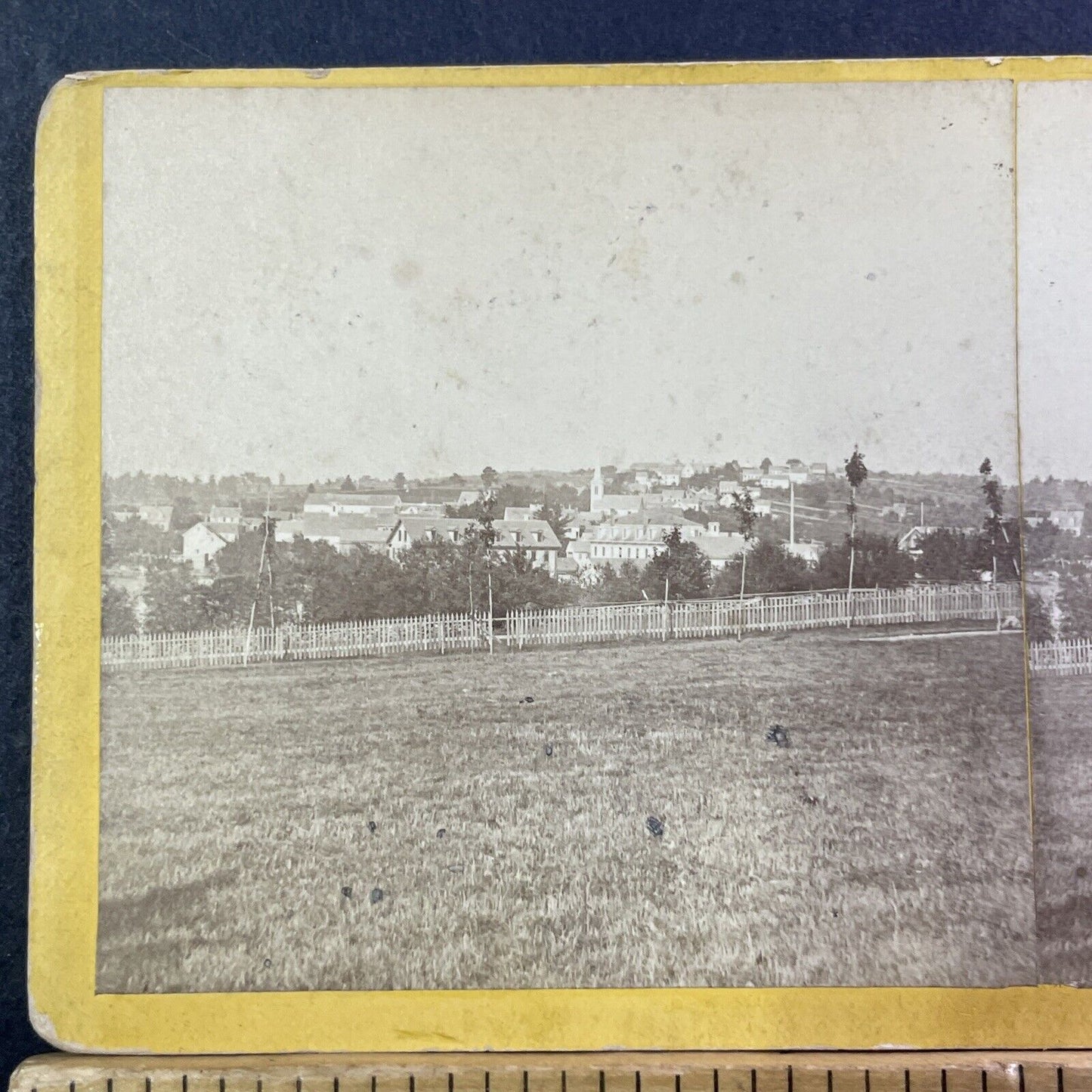 Wolfeboro NH Downtown Stereoview Photo Card ET Brigham Antique c1875 X1207