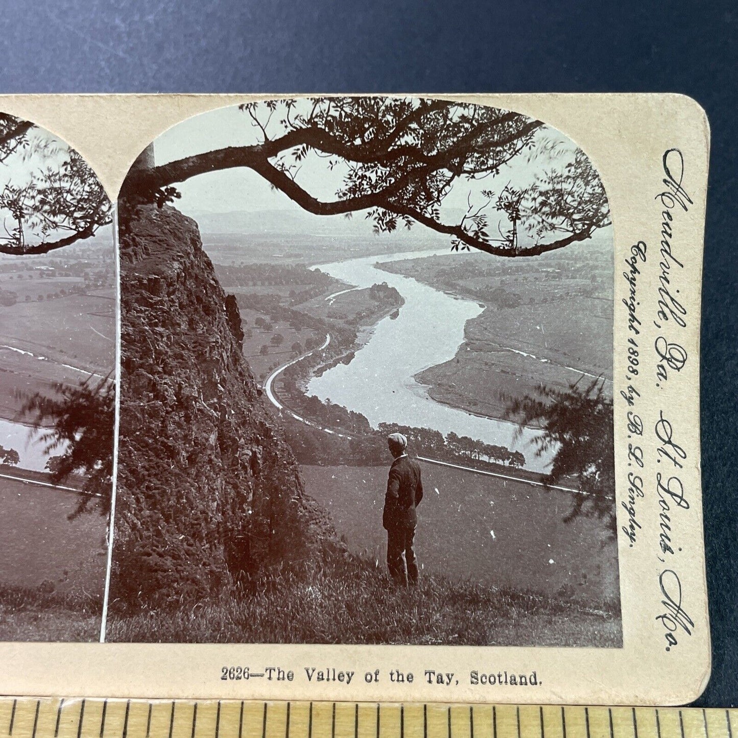 Antique 1898 The Tay River Aberfeldy Scotland Stereoview Photo Card P3909