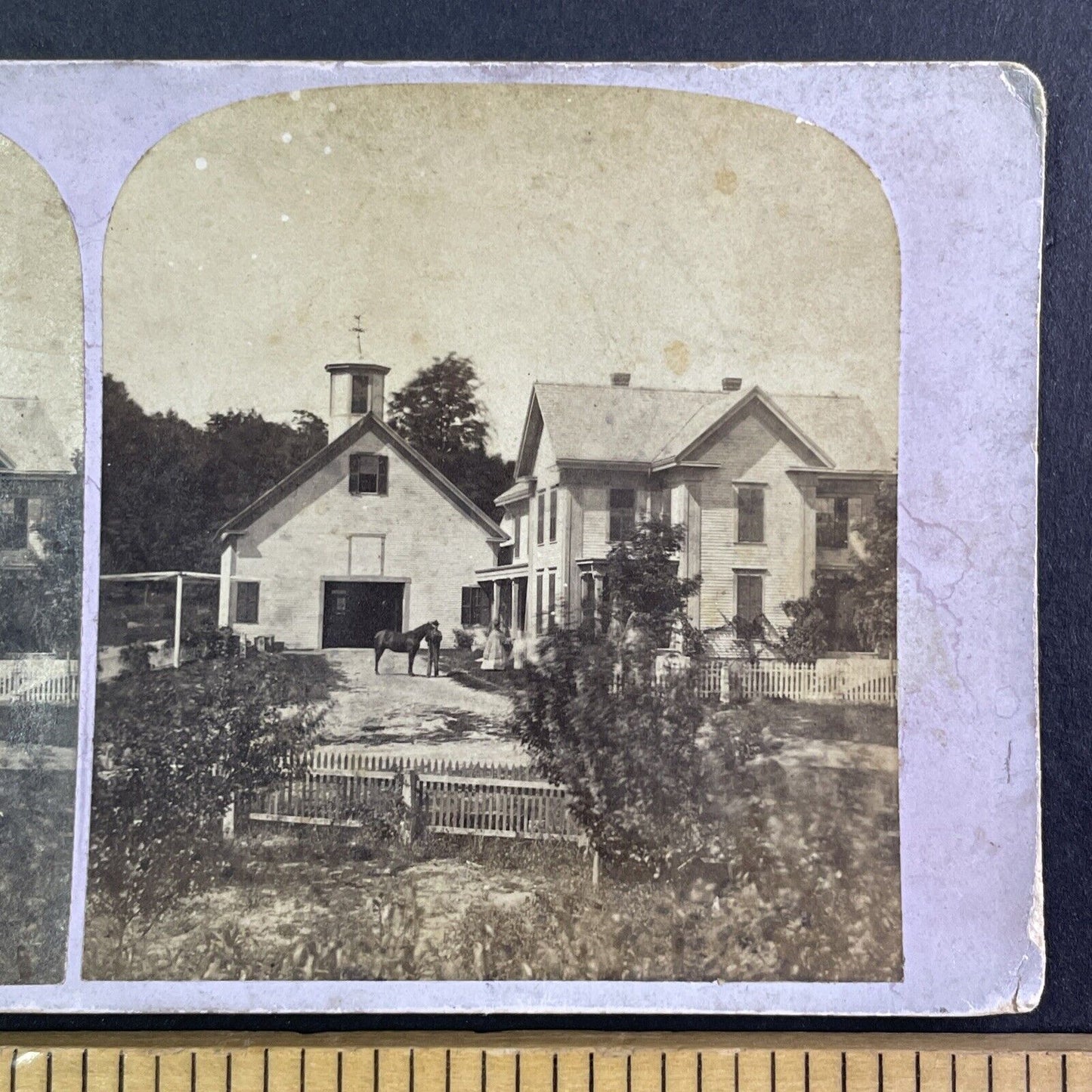 Richard Messer House Andover New Hampshire Stereoview Antique c1870s Y1438