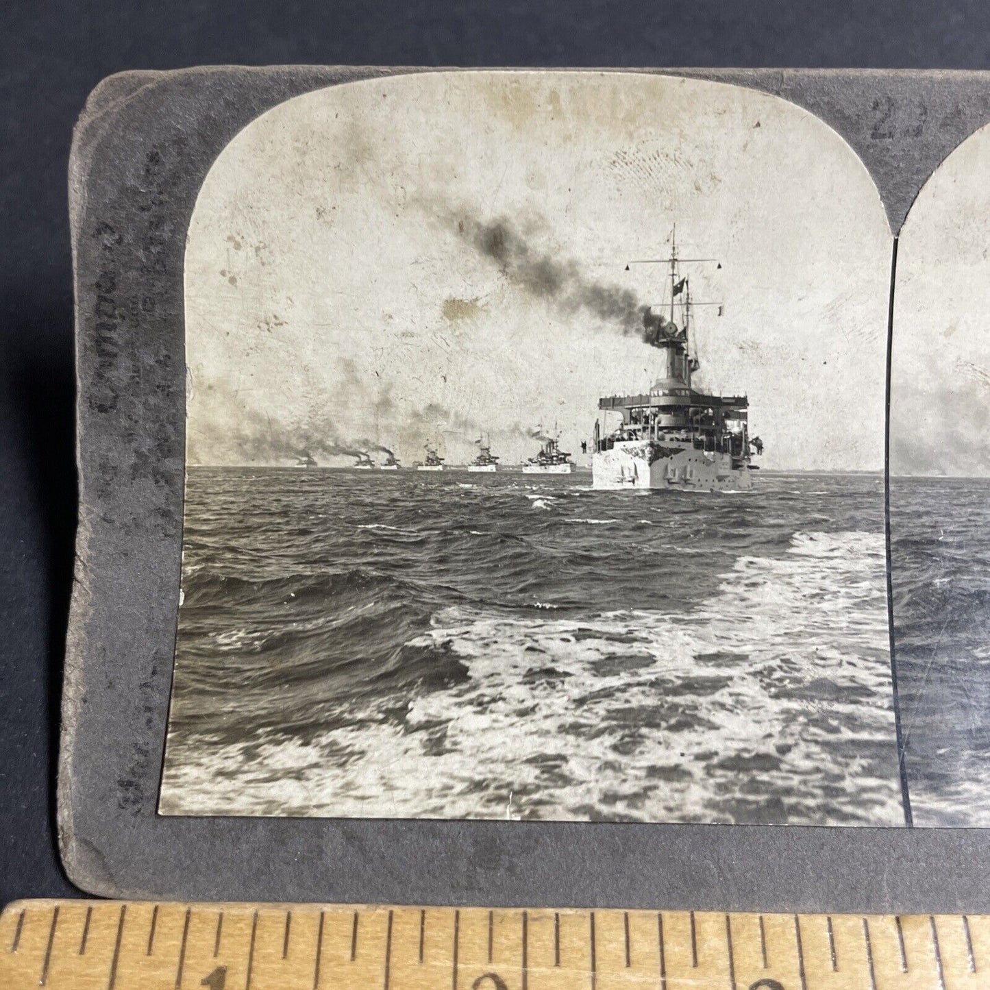 Antique 1920s USS Battleship Hamilton Roads VA Stereoview Photo Card P4283