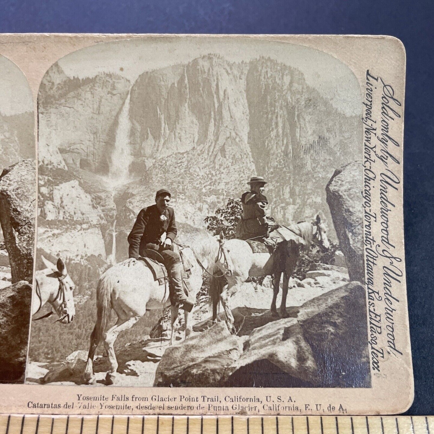 Antique 1894 Yosemite Falls On Horseback California Stereoview Photo Card P3577