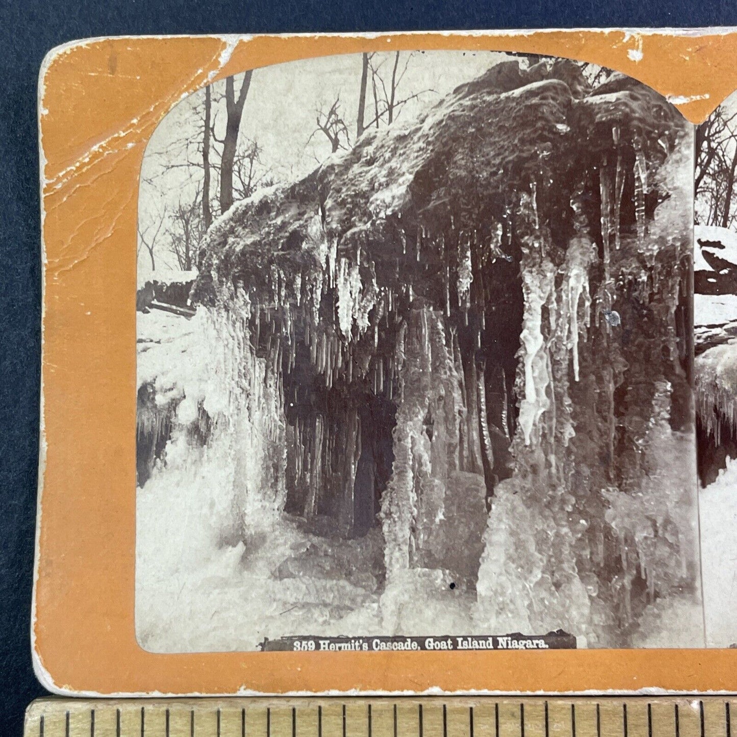 Hermit's Cave Cascade Niagara Falls NY Stereoview Antique c1875 X1300