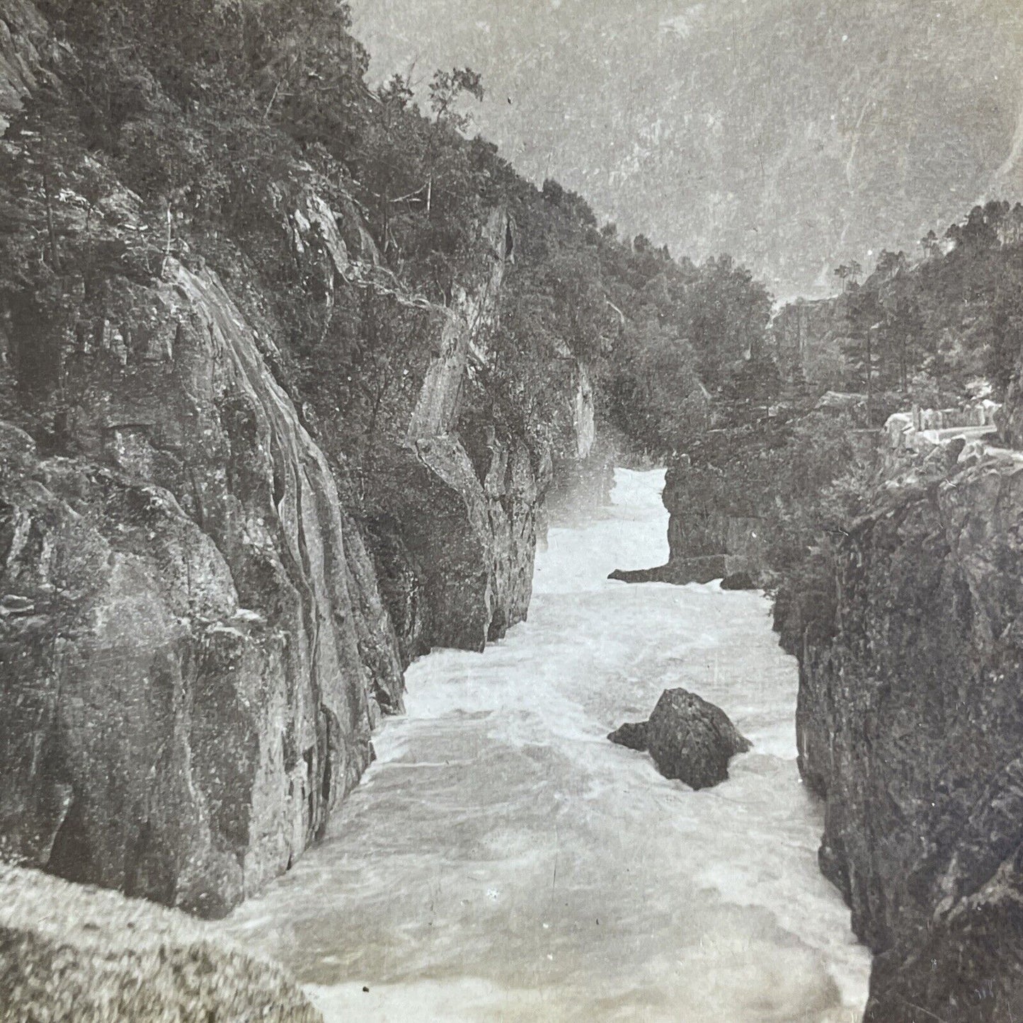 Antique 1897 Glacial River Northern Norway Stereoview Photo Card P2123