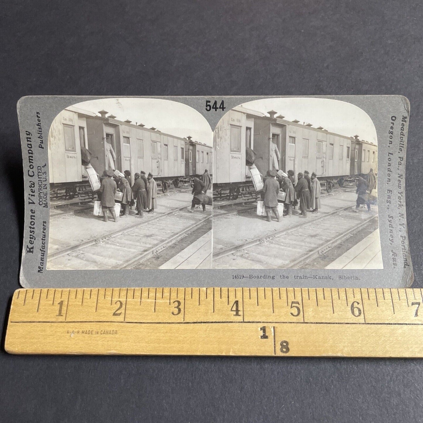 Antique 1920s Russian Soldiers On Train Kansk Russia Stereoview Photo Card P4242