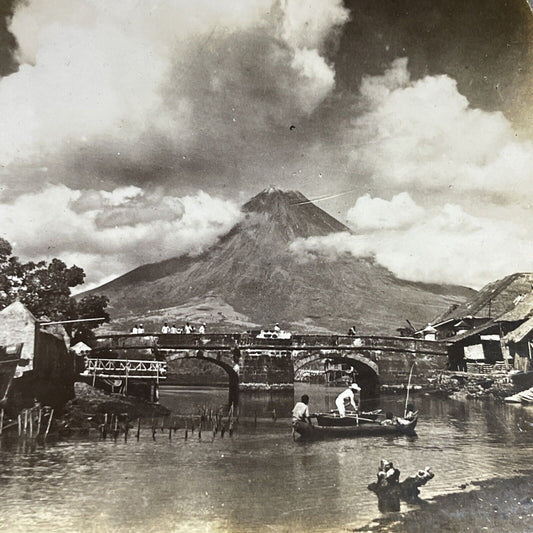 Antique 1906 The Mayon Volcano Luzon Philippines Stereoview Photo Card P5514