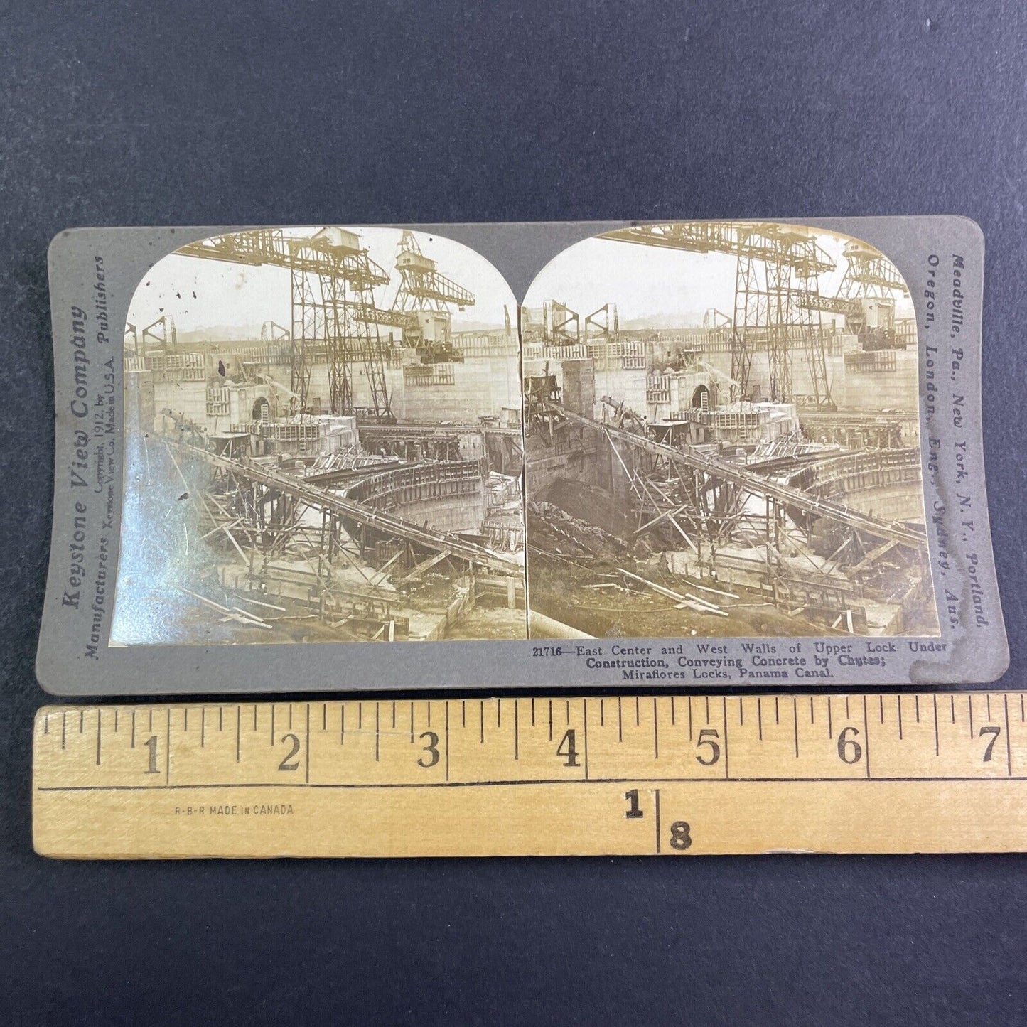 Lock Construction Panama Shipping Canal Stereoview Antique c1912 X4142