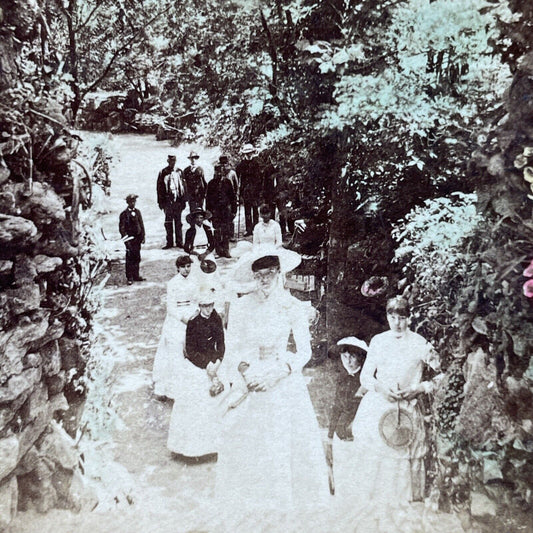 Antique 1902 Grotto Arch View Dayton Ohio Gardens Stereoview Photo Card P2485