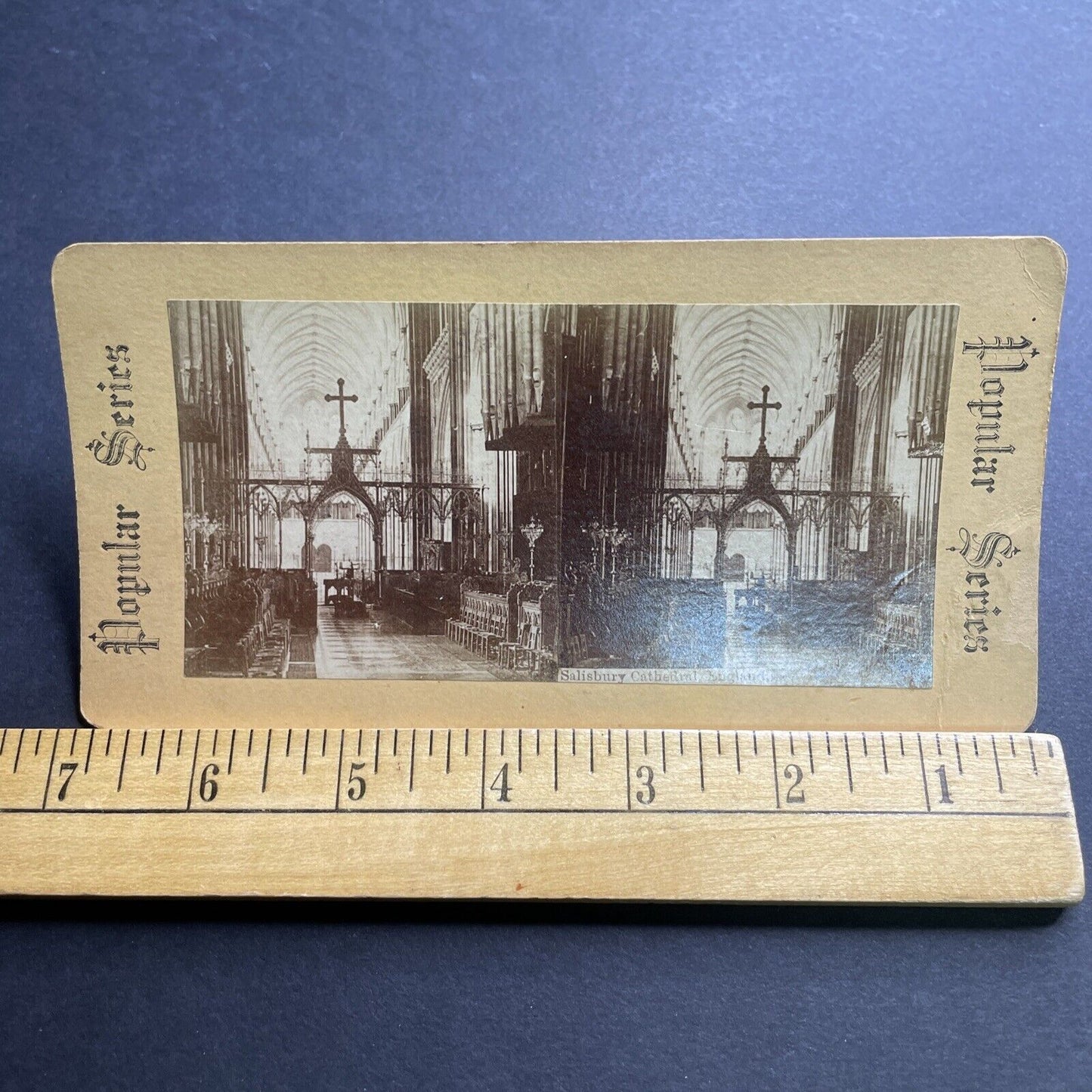 Antique 1860s Salisbury Cathedral England Stereoview Photo Card P2099