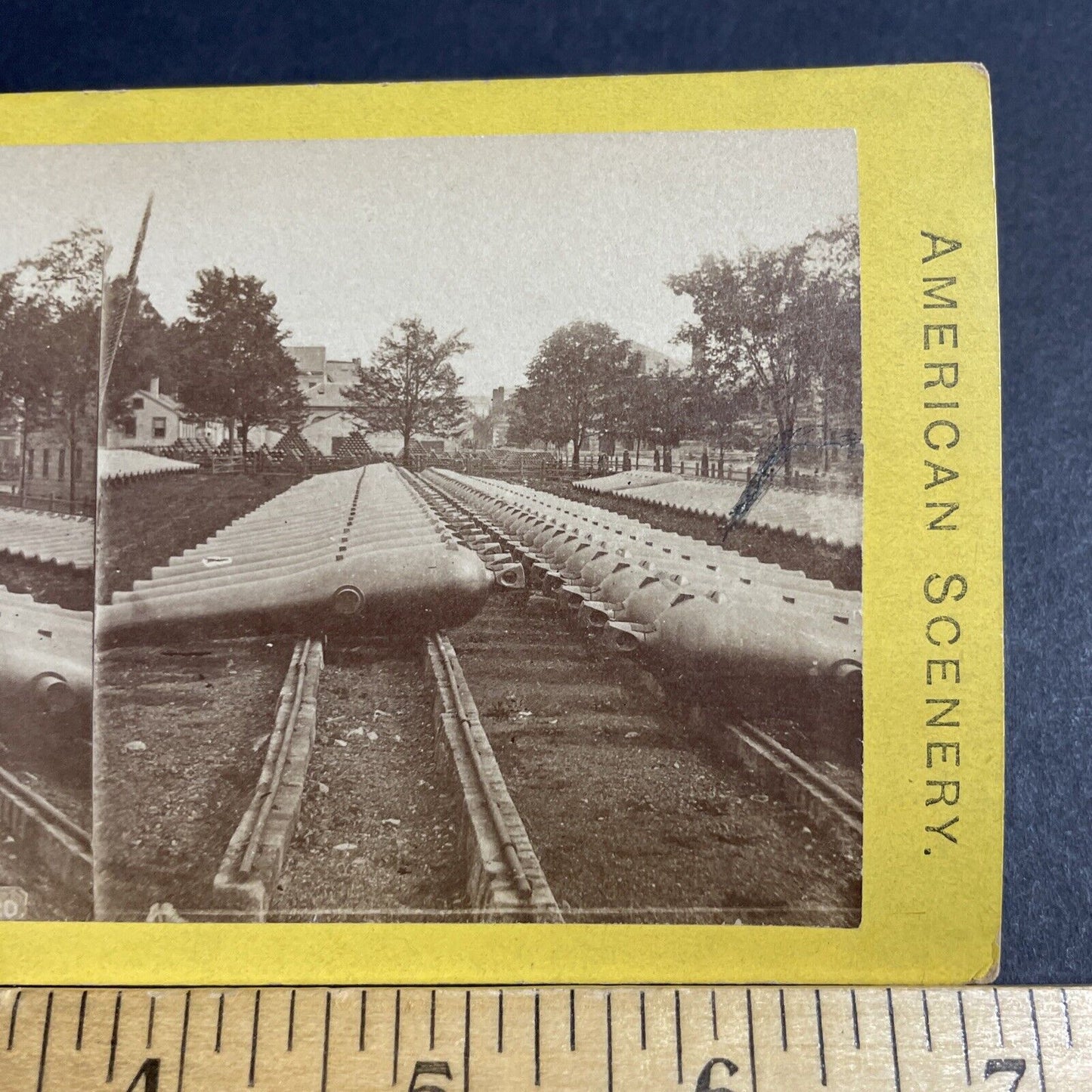 Antique 1870s US Navy Battleship Deck Canons Stereoview Photo Card P4895