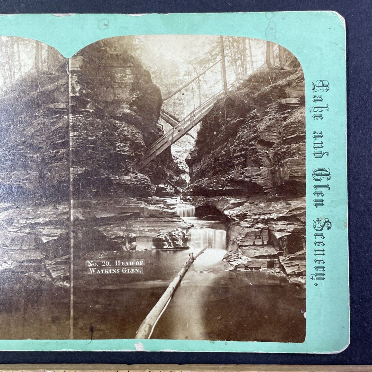 Watkins Glen Mirror Pool New York Stereoview R.D. Crum Antique c1870s Y1767