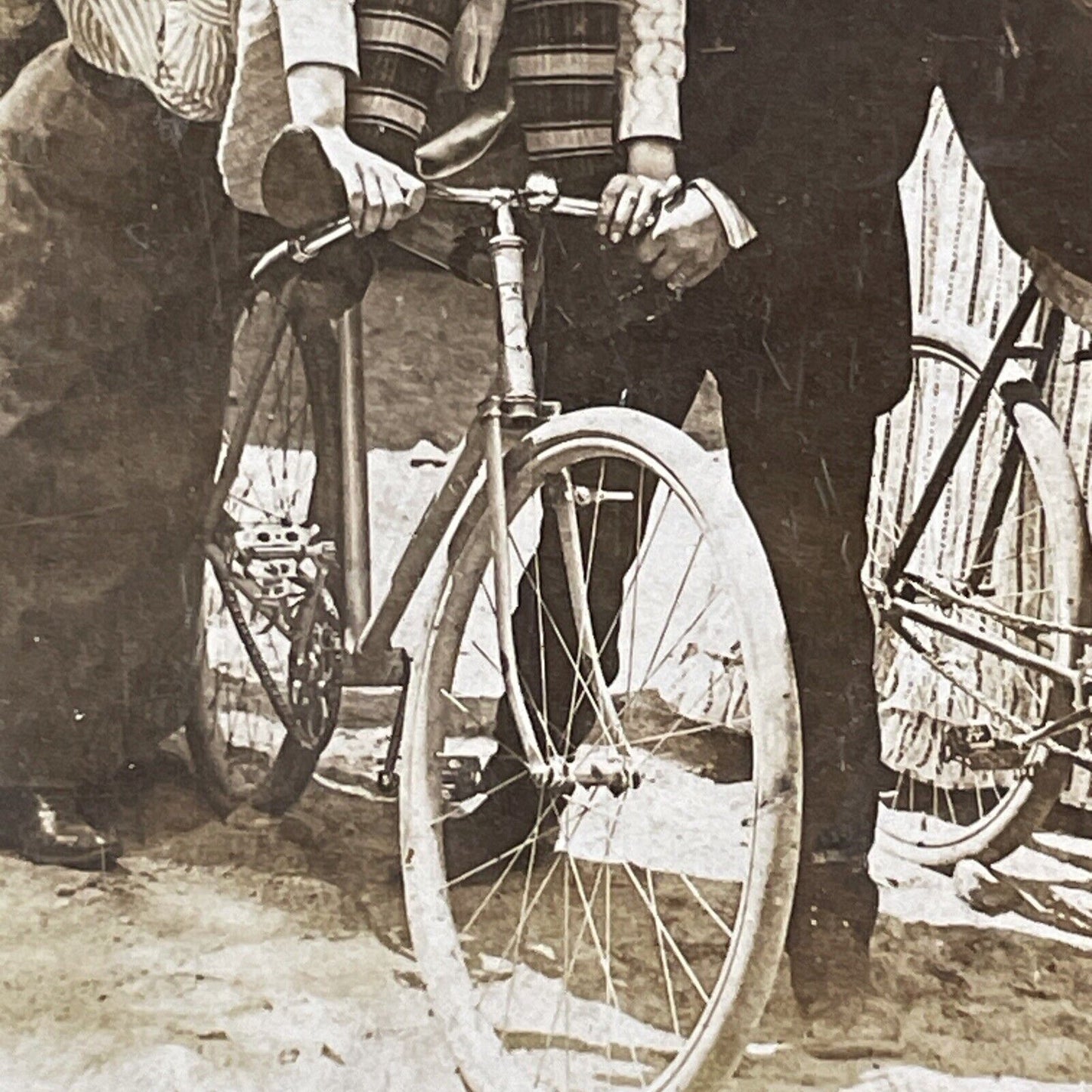 Women Stunt Driving On A Lansing Cycle Co Bicycle Stereoview Antique c1905 X1898