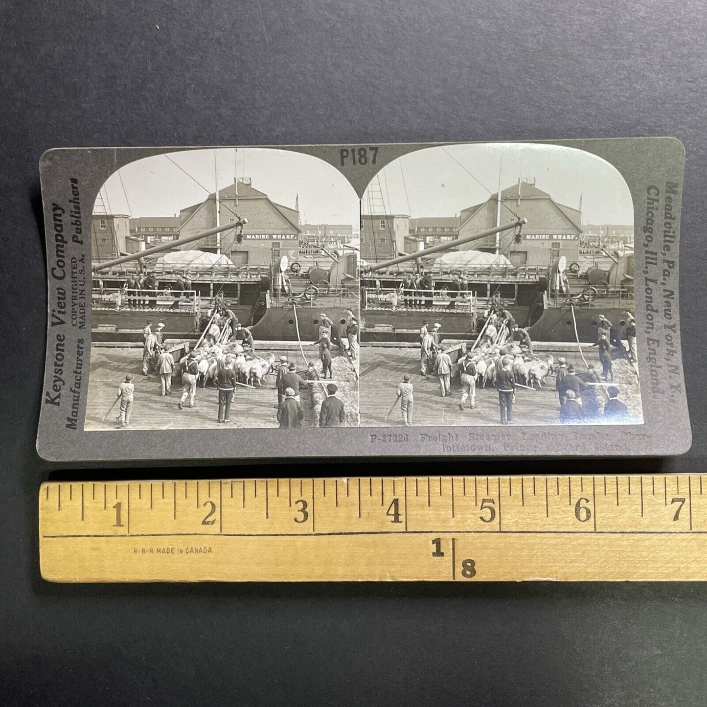 Antique 1910s Marine Wharf Charlottetown PEI Stereoview Photo Card P1448