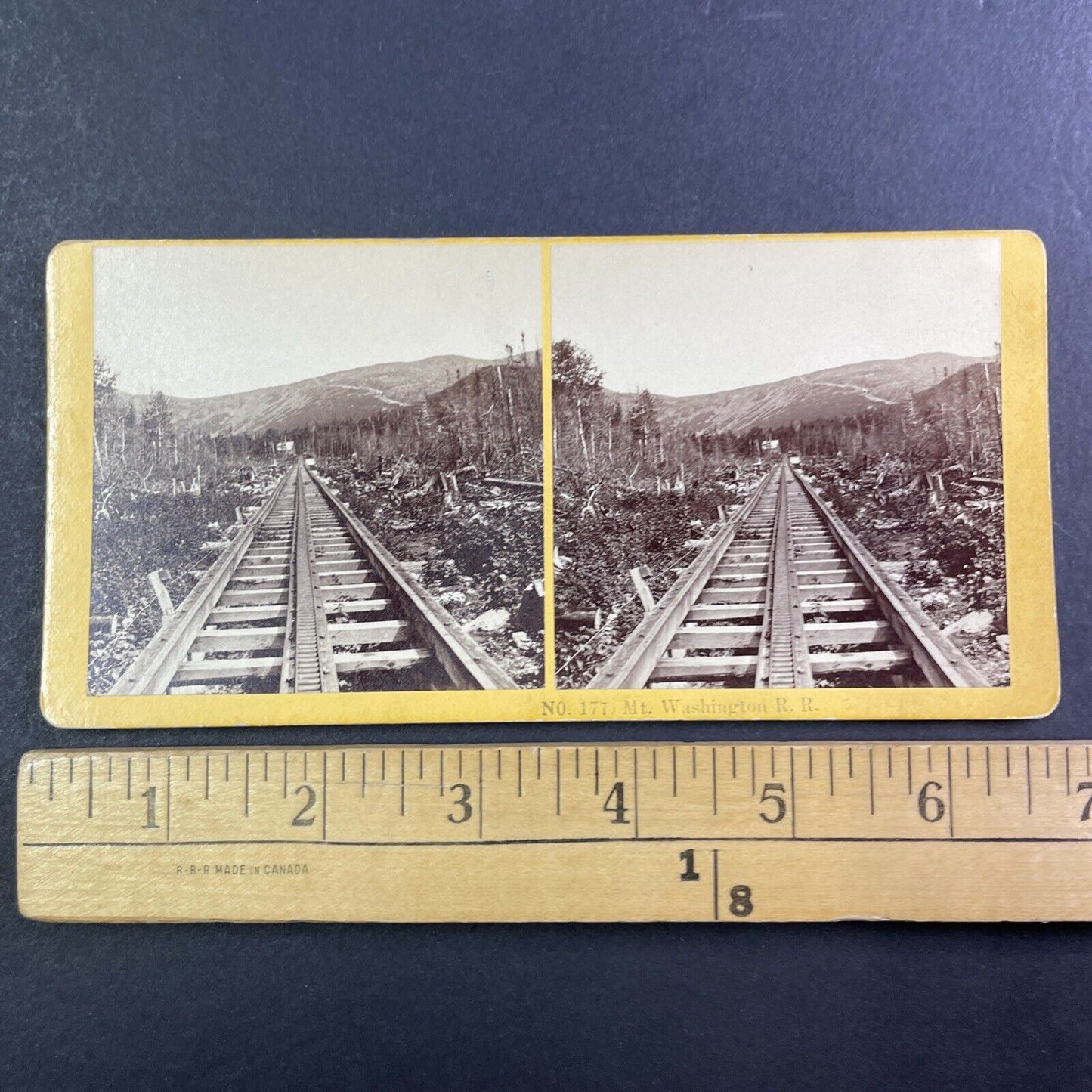 Mount Washington Cog Railroad Track Stereoview New Hampshire c1870s Y910