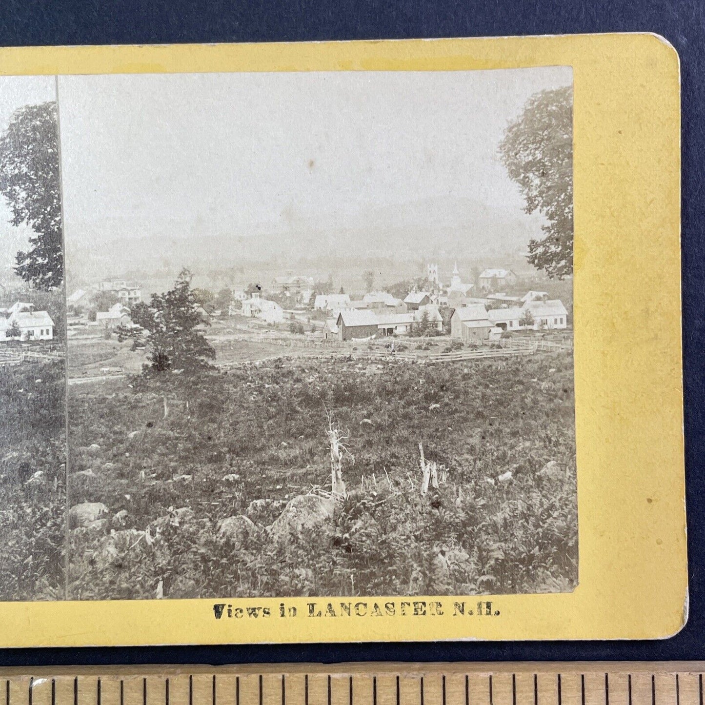 Lancaster New Hampshire Village Stereoview Franklin White Antique c1870s Y917