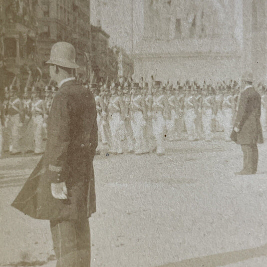 Antique 1899 West Point Army Cadets In Manhattan Stereoview Photo Card P4964