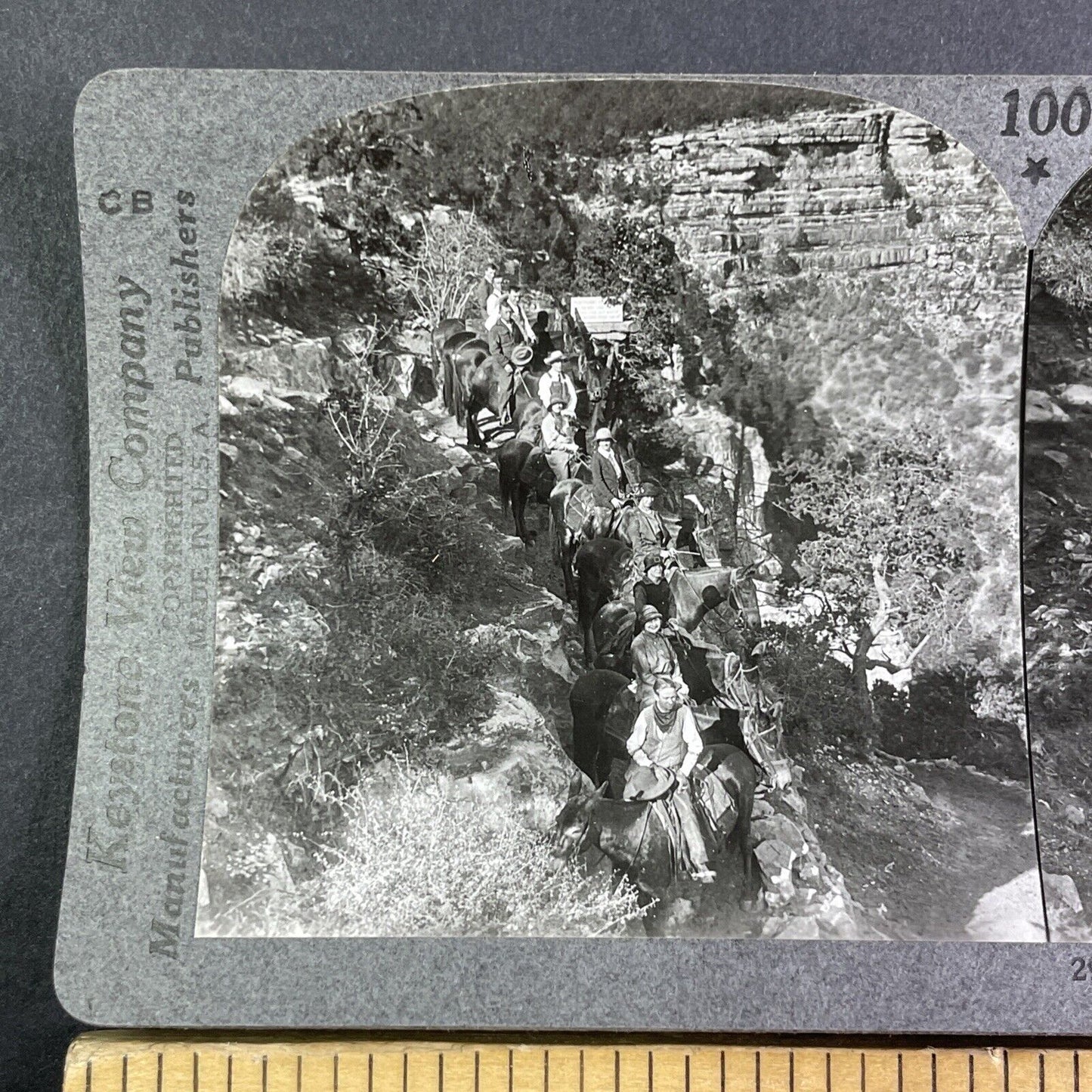 Bright Angel Trail Grand Canyon Arizona Stereoview Antique c1920 Y1164