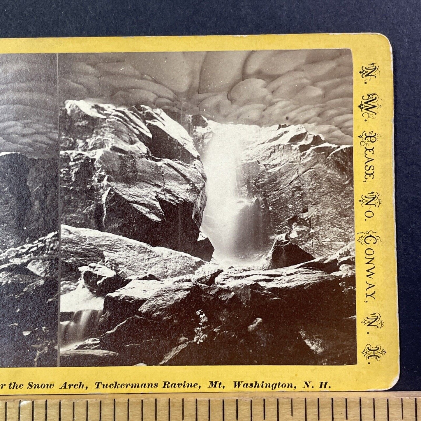 Tuckermans Ravine Snow Arch NH Stereoview Photo NW Pease Antique c1873 X954