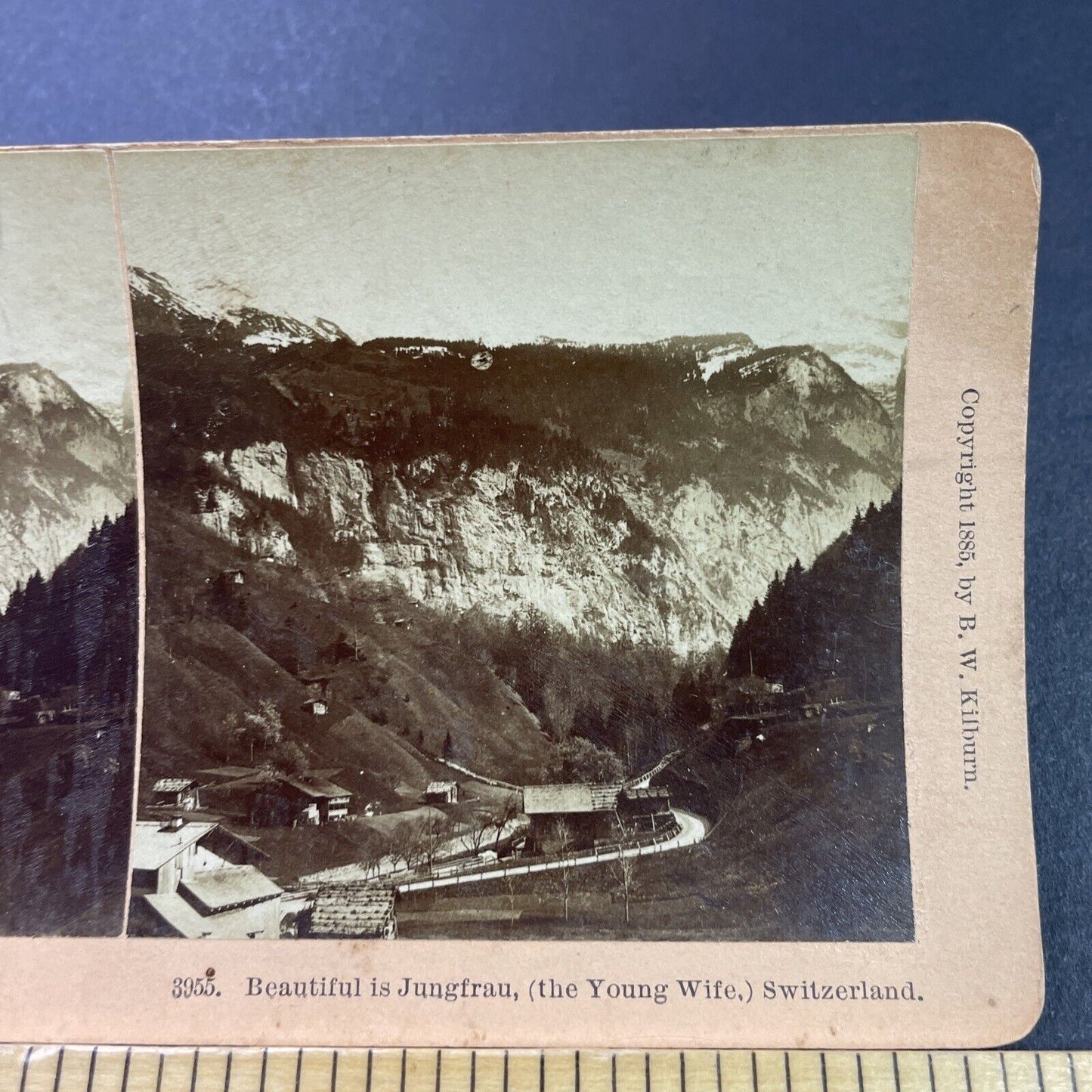 Antique 1885 Jungfrau Mountain Switzerland Swiss Alp Stereoview Photo Card P3933