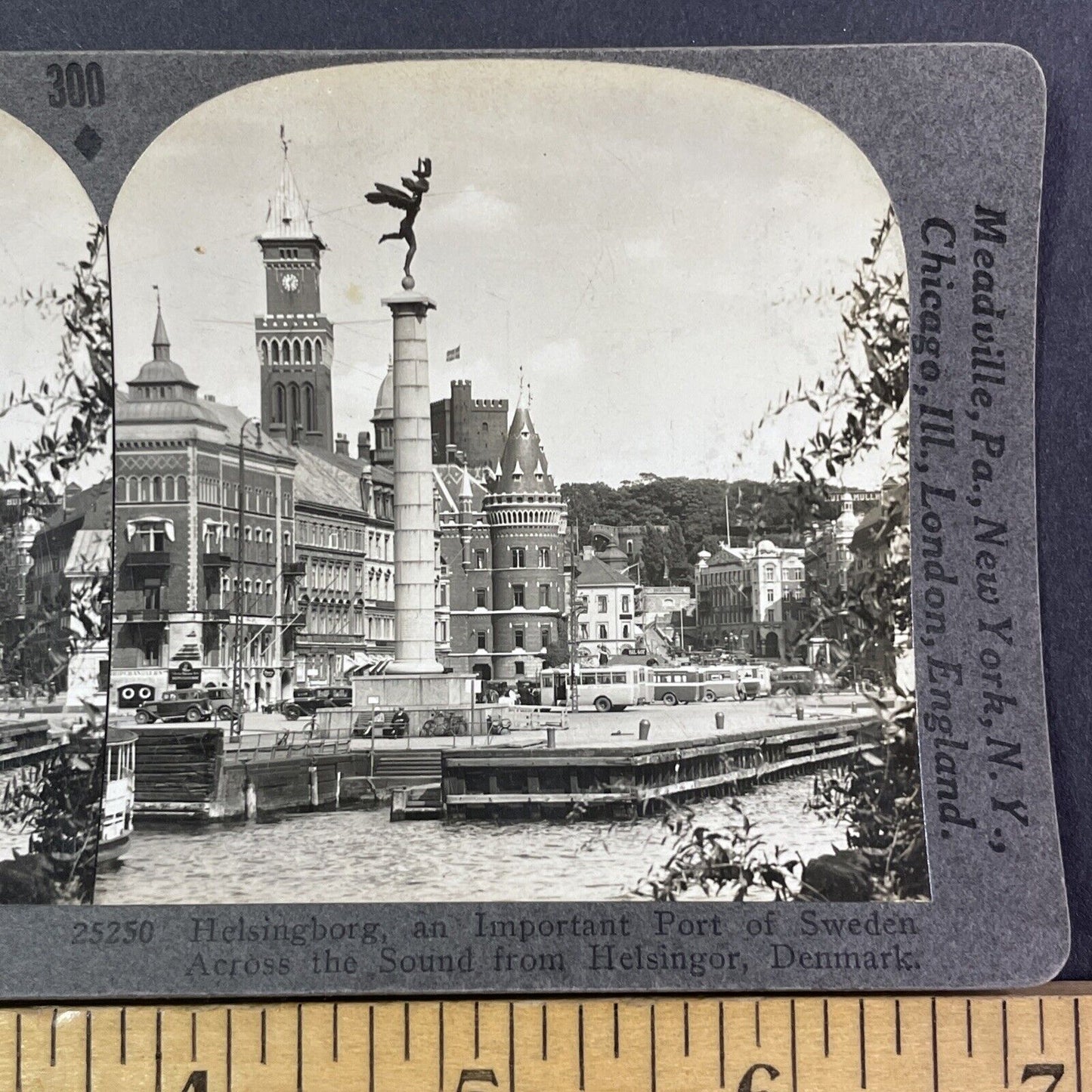 Helsingborg Port in Helsingor Denmark Stereoview Antique c1933 Y2181