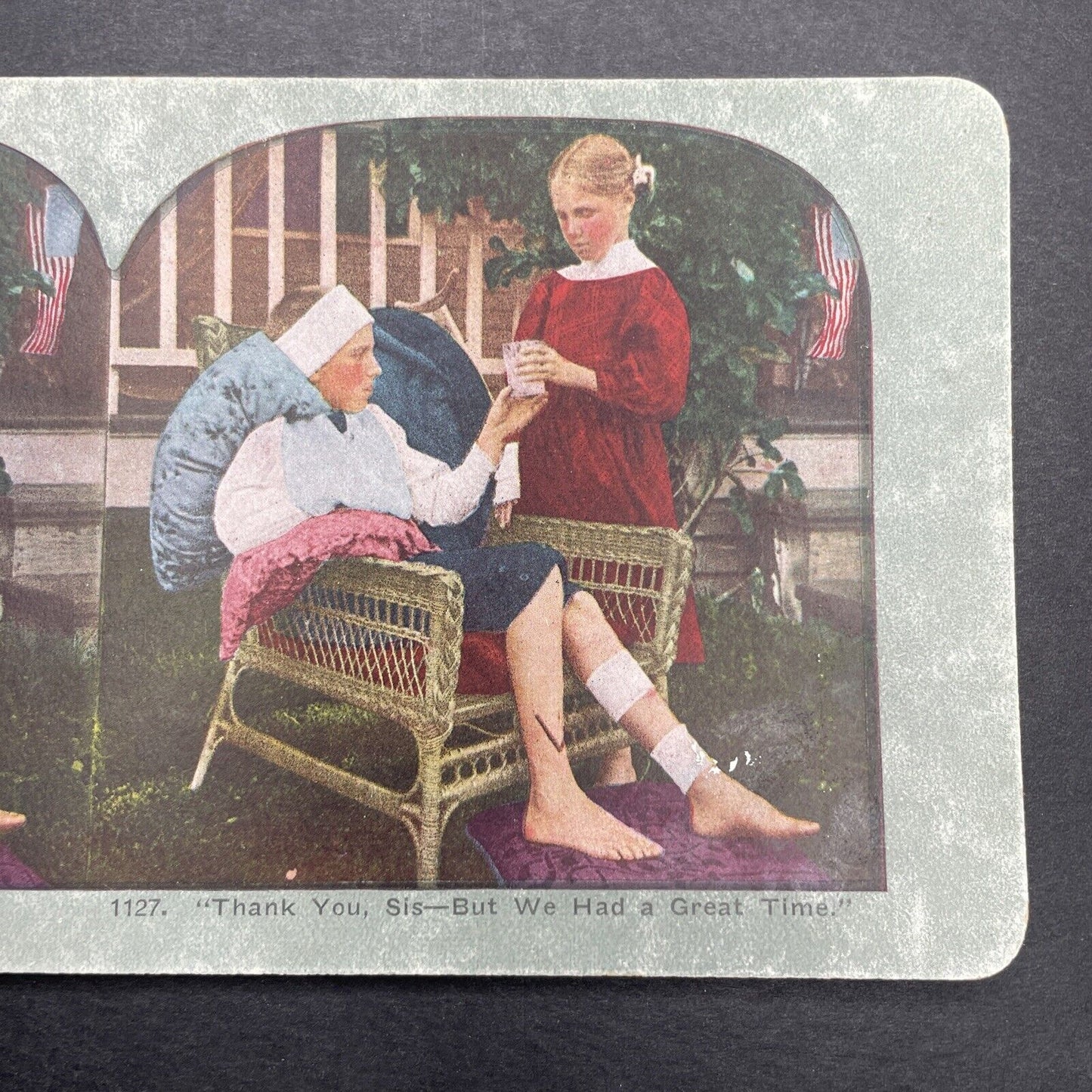 Antique 1898 Fourth Of July Serious Injury Warning Stereoview Photo Card P1132