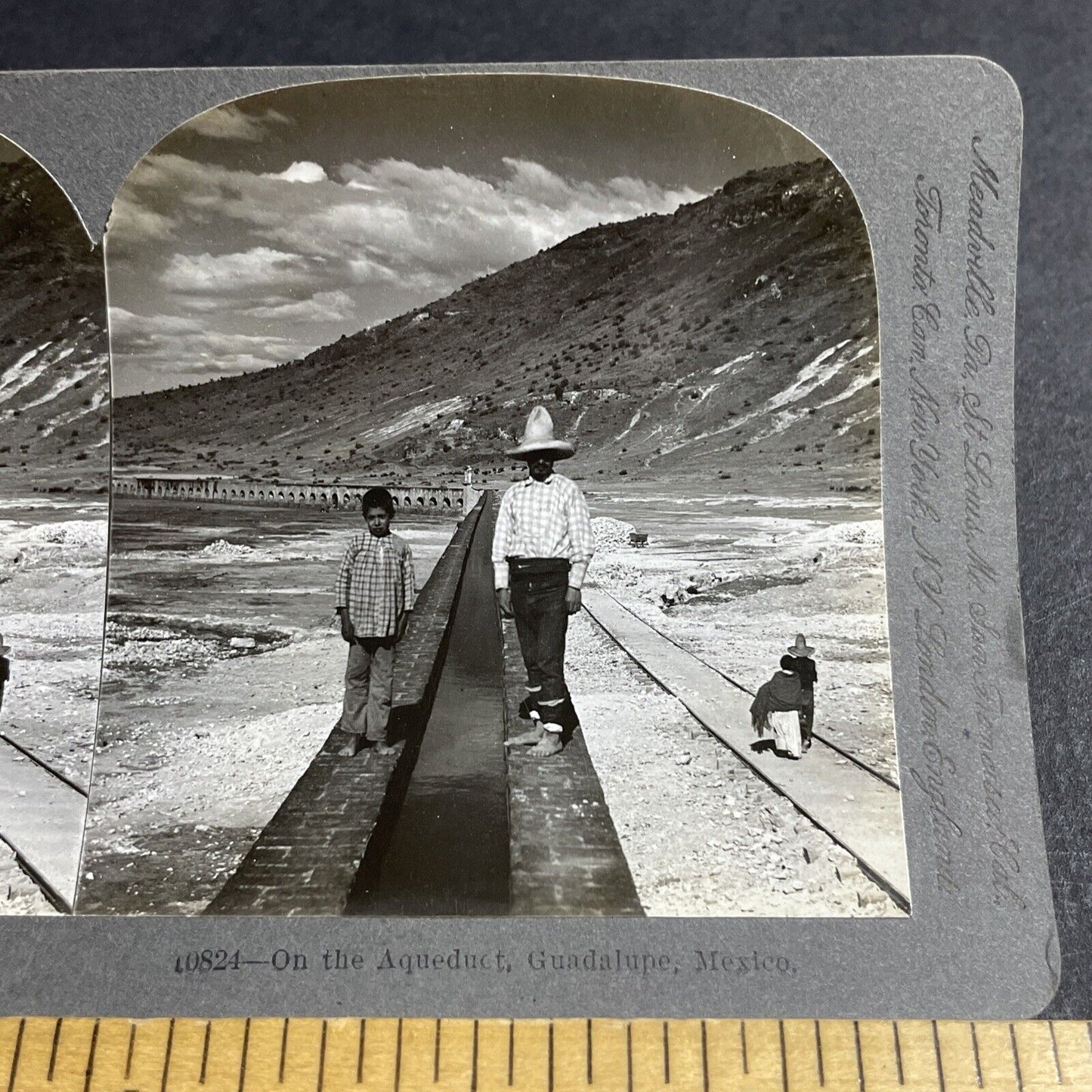 Antique 1900 Freshwater Aqueduct Guadalupe Mexico Stereoview Photo Card P4438