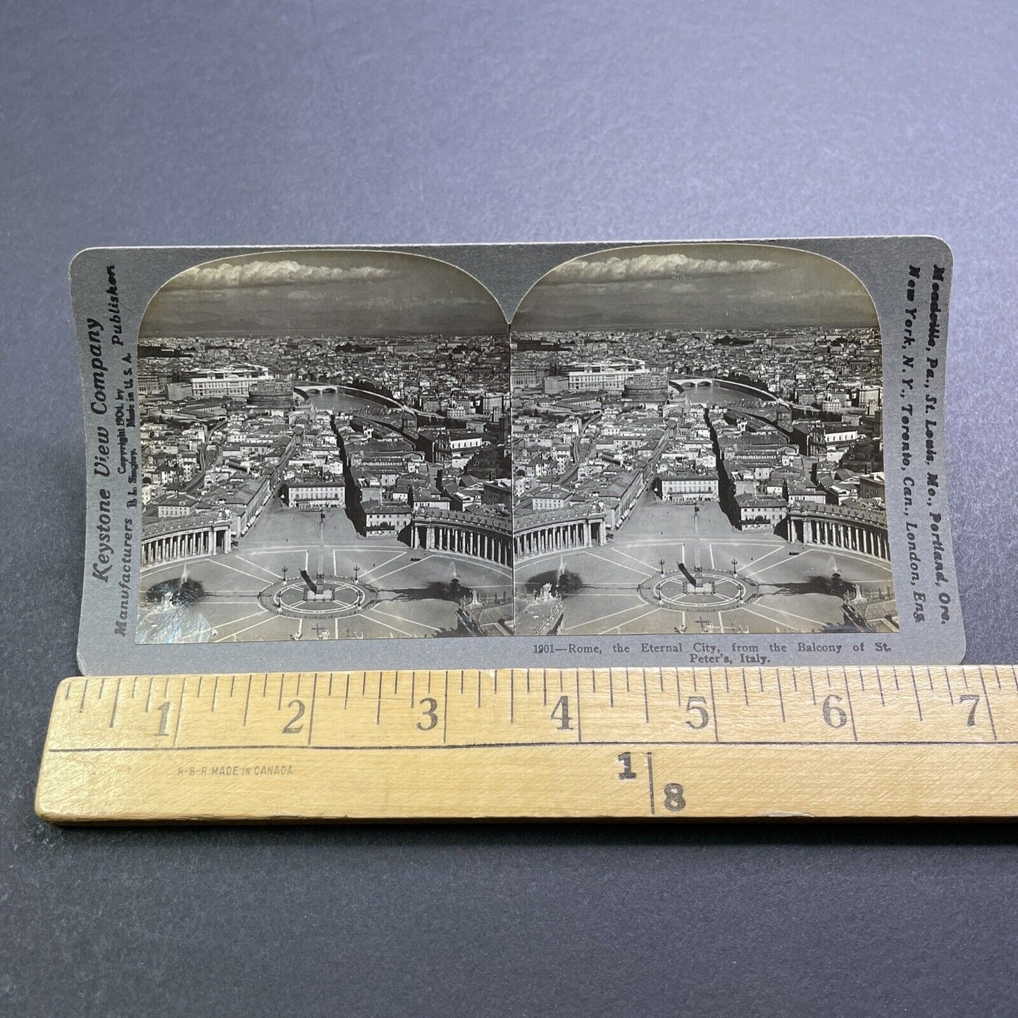 Antique 1904 The City Of Rome Italy Downtown View Stereoview Photo Card V2858