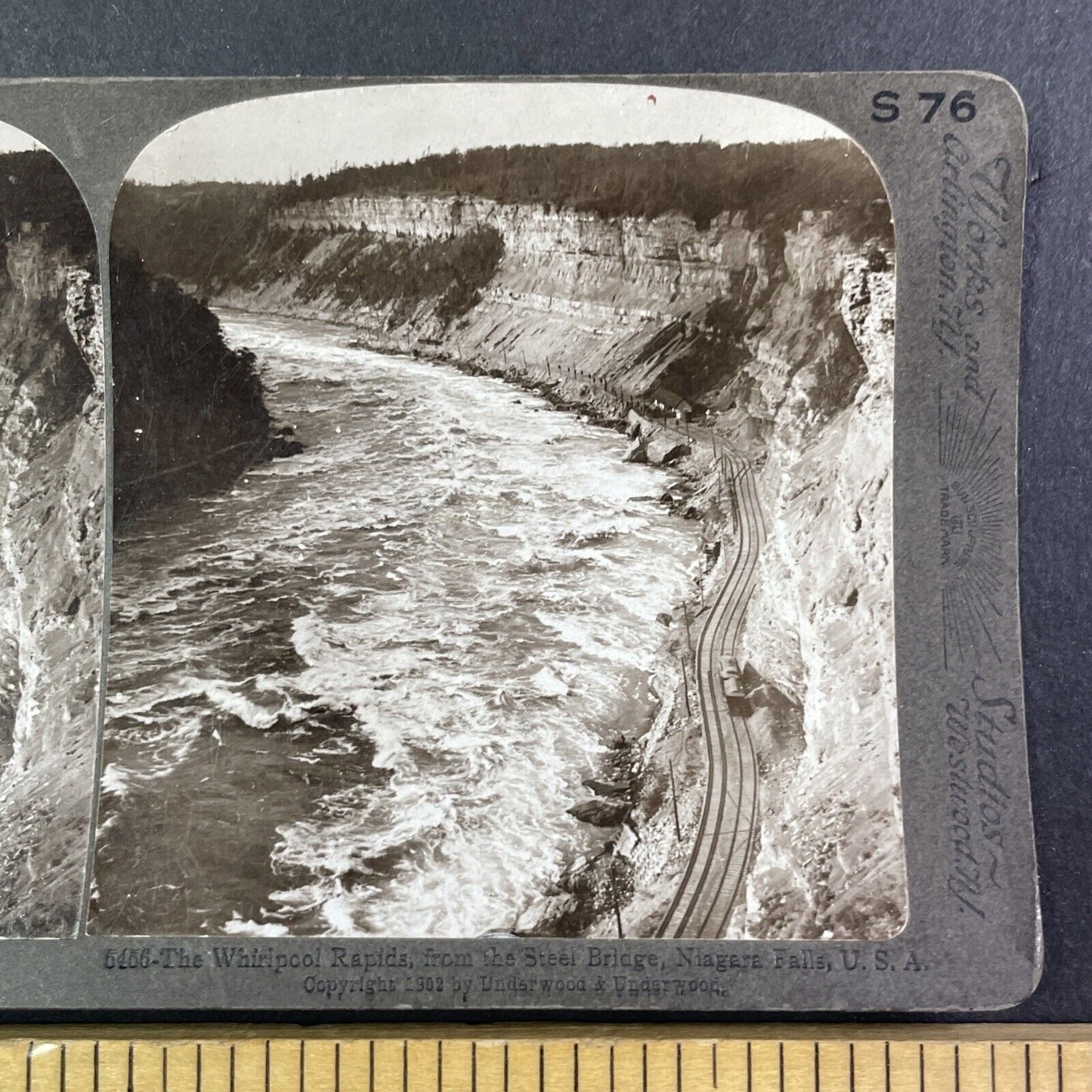 Lewiston Railway and Niagara Whirlpool Rapids Stereoview Antique c1902 Y1374