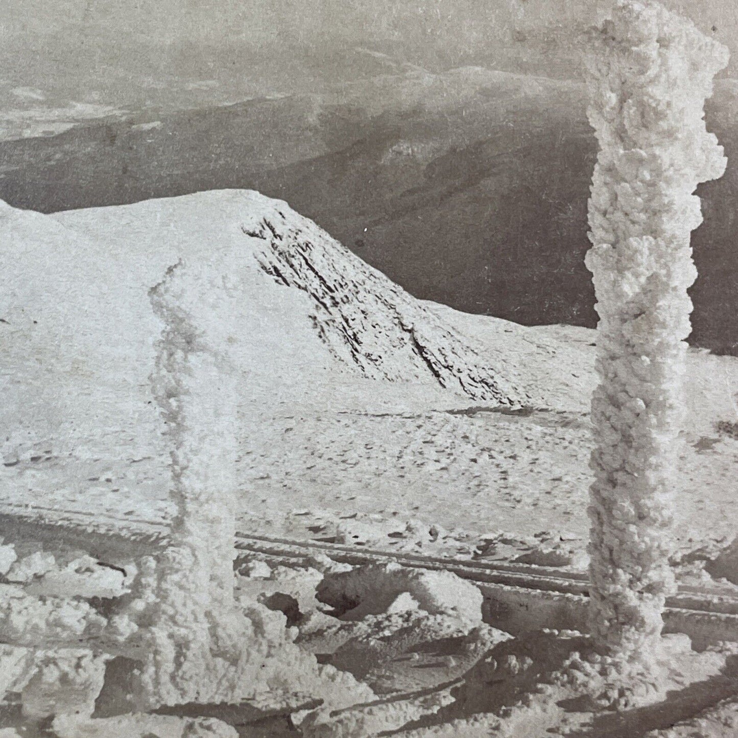 The Top of Mountain Washington Cog Railroad Stereoview New Hampshire c1870s Y913