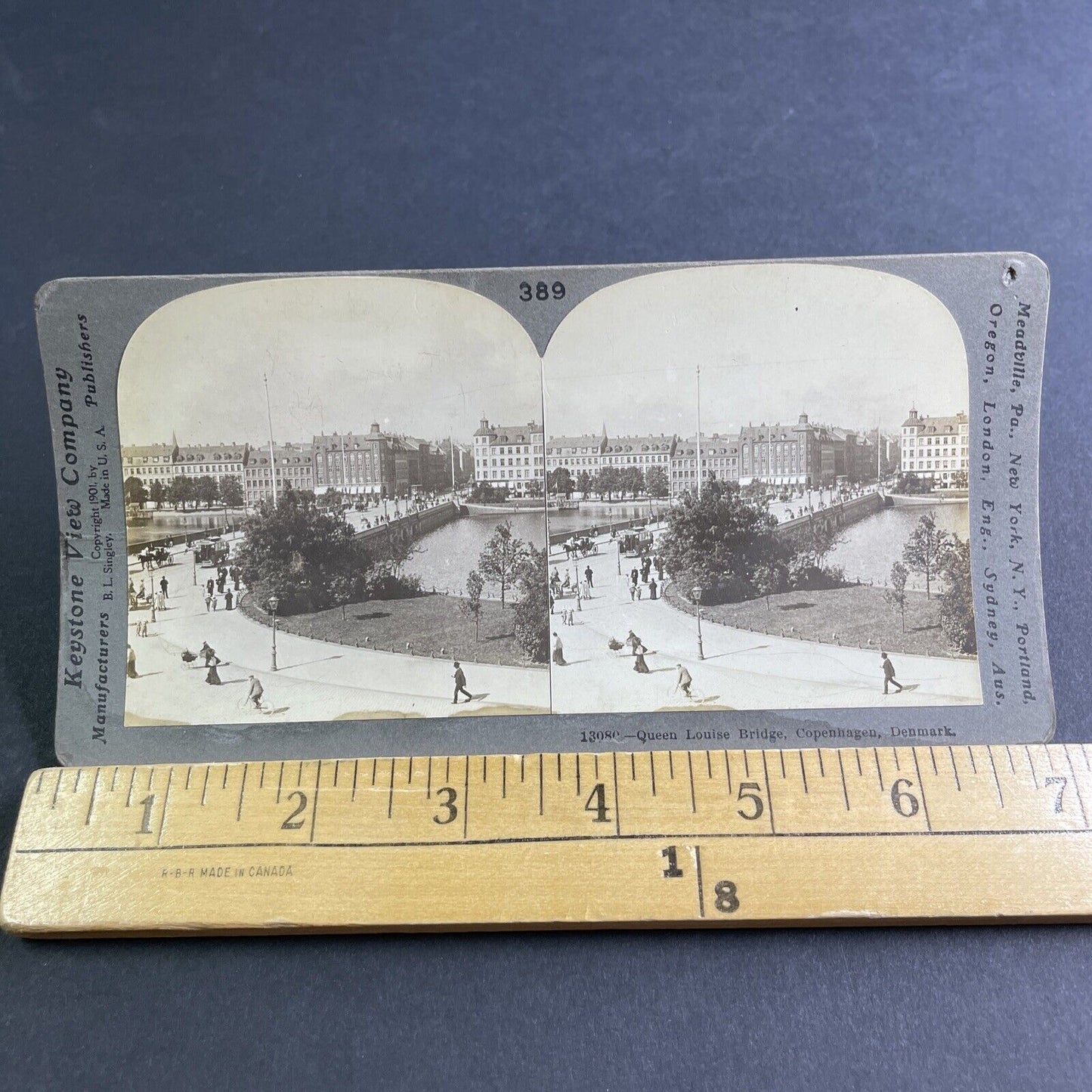 Antique 1901 Queen Louise Bridge Copenhagen Denmark Stereoview Photo Card P2161