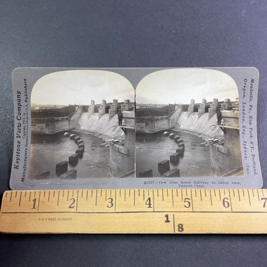 Base of Gatun Dam Spillway in Panama Stereoview Antique c1913 Y2824